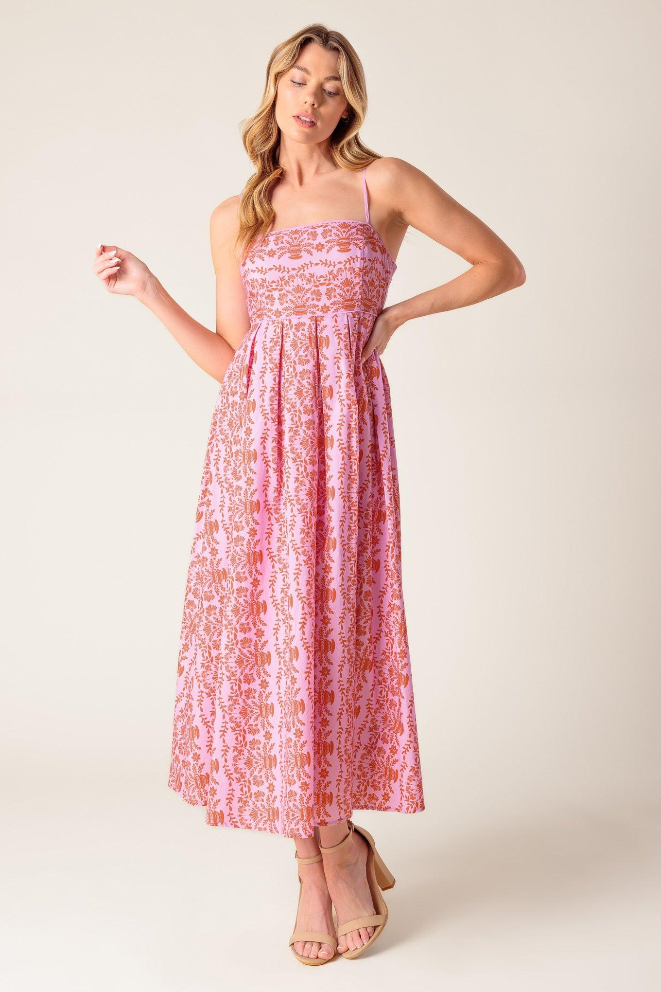 THE EVETTE PINK WOVEN MIDI DRESS – Woman's World Shop