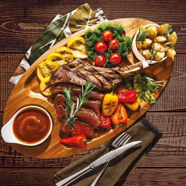 Set Of 3 Bamboo 3 Section Platter 18" inch X 10" inch |For Appetizers / Barbecue / Burger Sliders