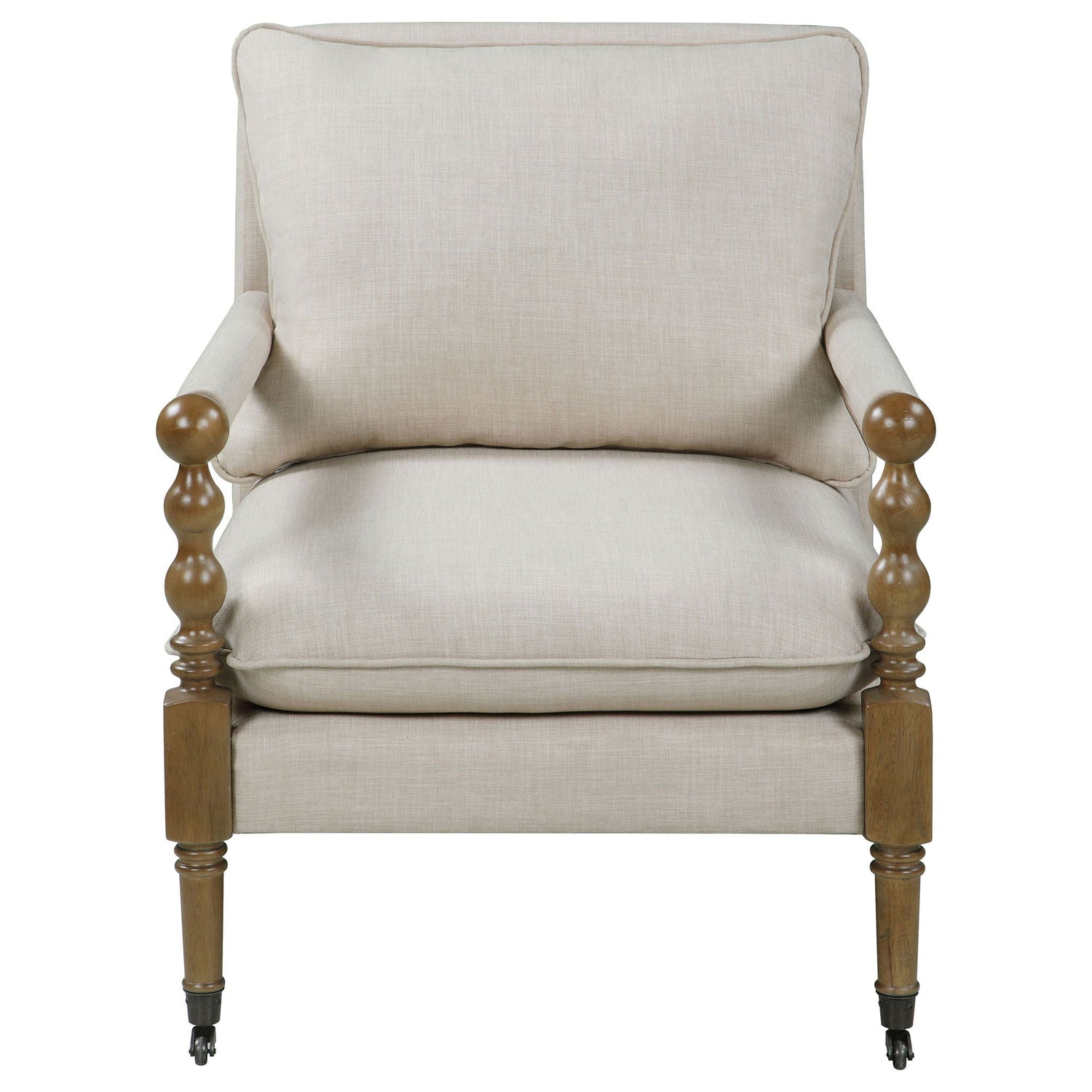 Accent Chair With Turned Legs - Beige