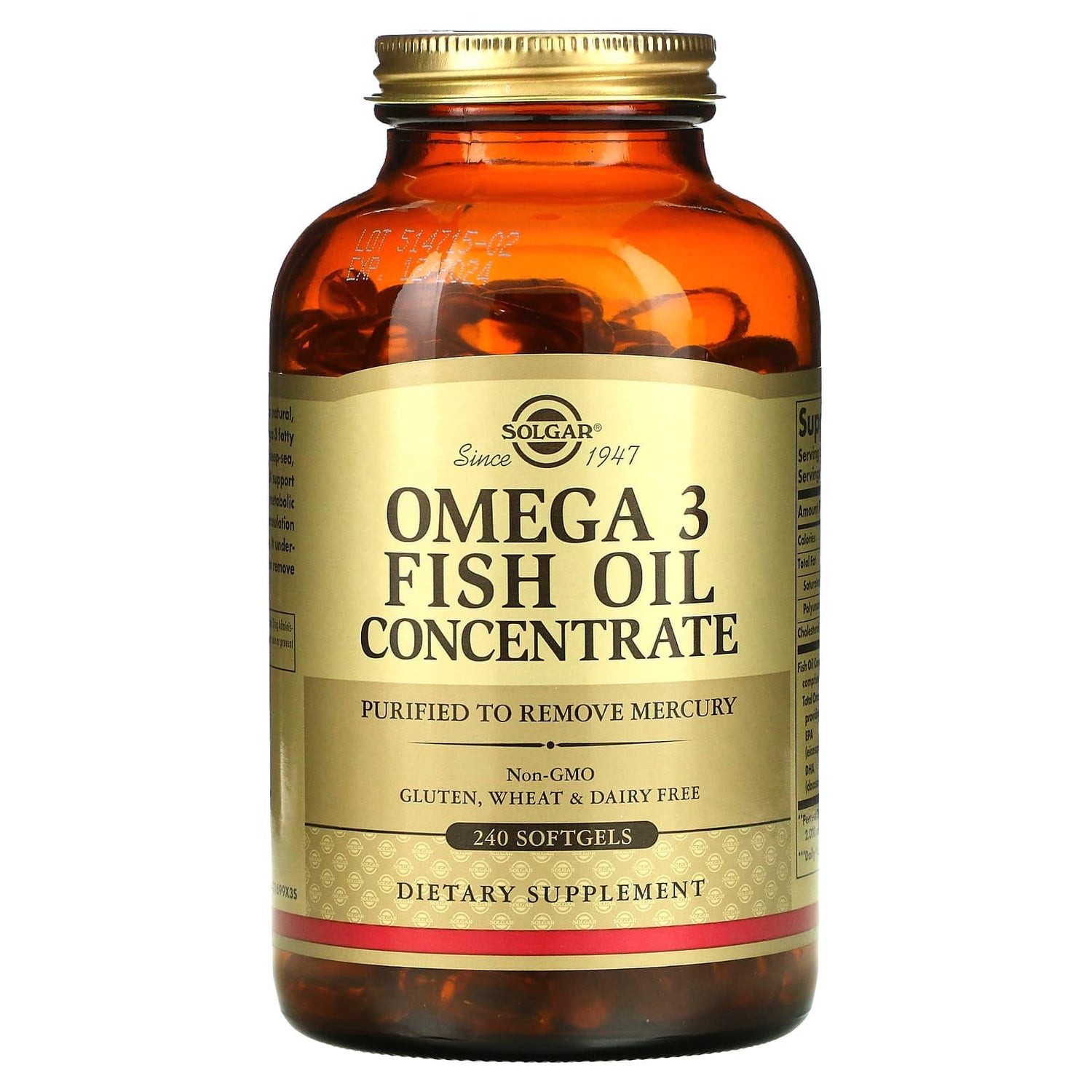 Solgar Omega 3 Fish Oil Concentrate, 240 Softgels
