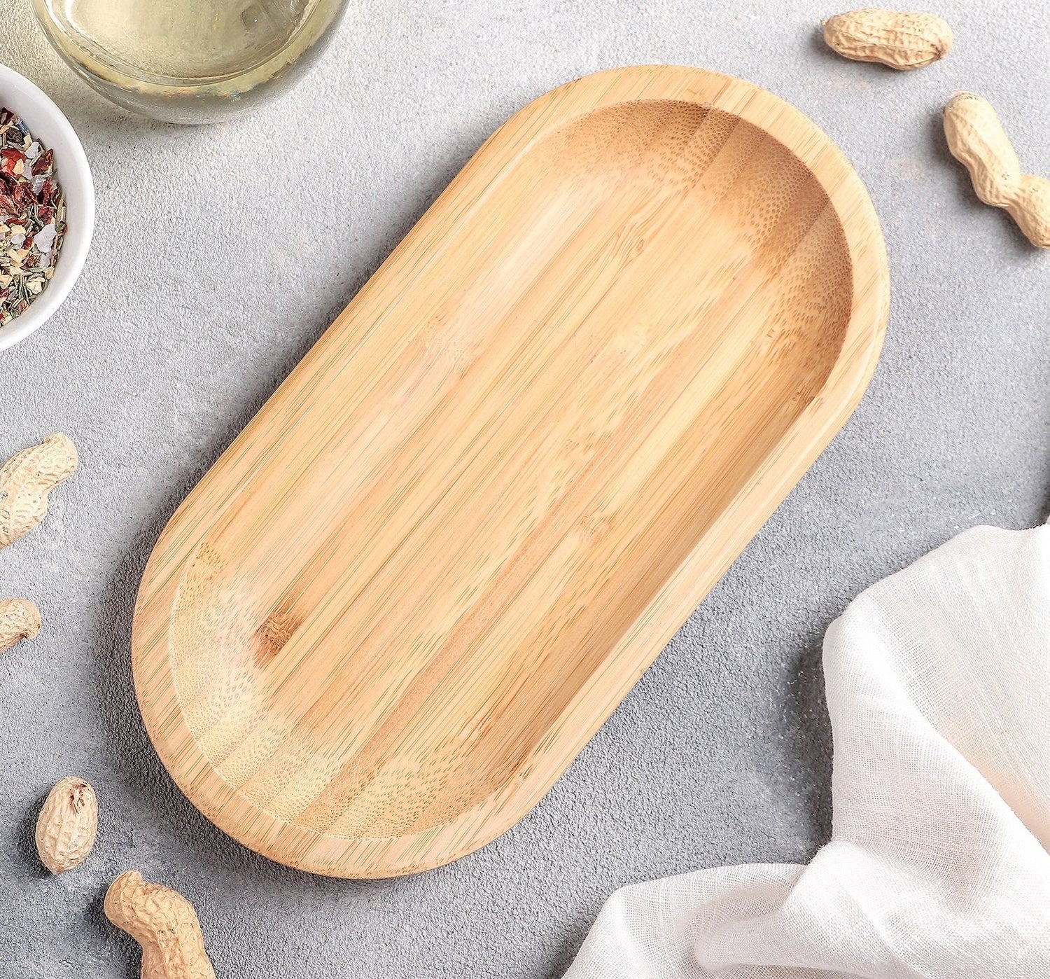 Set Of 6 Bamboo Dish 8" inch X 4" inch | For Appetizers / Barbecue / Burger Sliders