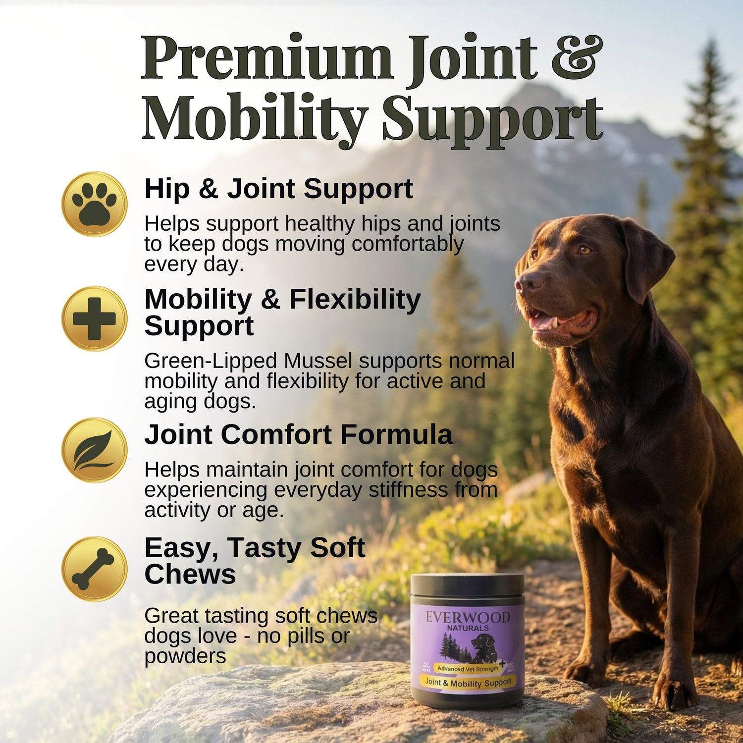 Everwood Naturals Advanced Vet Strength Joint & Mobility Dog Supplement Chews