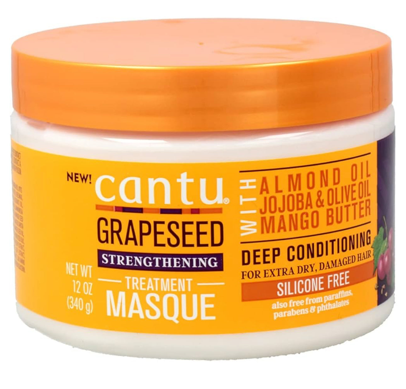 Cantu Grapeseed Strengtening Hair Treatment Masque For Extra Dry Damaged Hair 12oz 340g