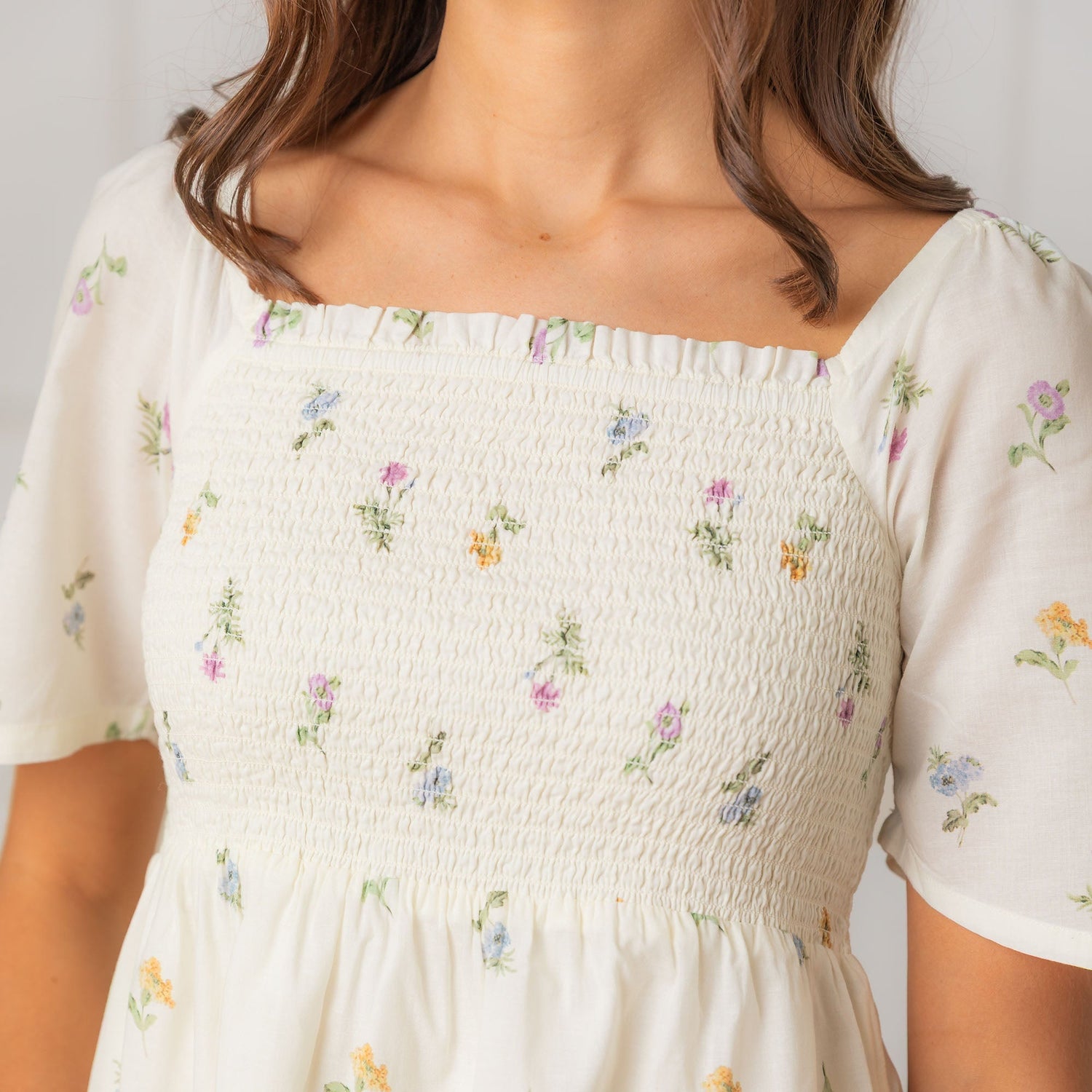 Hope & Henry Organic Bell Sleeve Smocked Dress