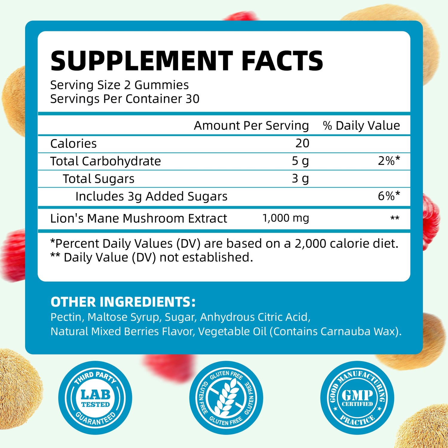 I Love Health Lion’s Mane Mushroom Extract 1000mg – 60 Gummies | Supports Cognitive Function & Mental Clarity | Natural Brain Health Supplement