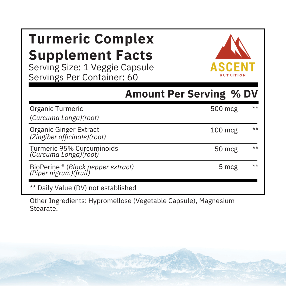 Ascent Nutrition Organic Turmeric Complex, 60 Capsules, 500 mg