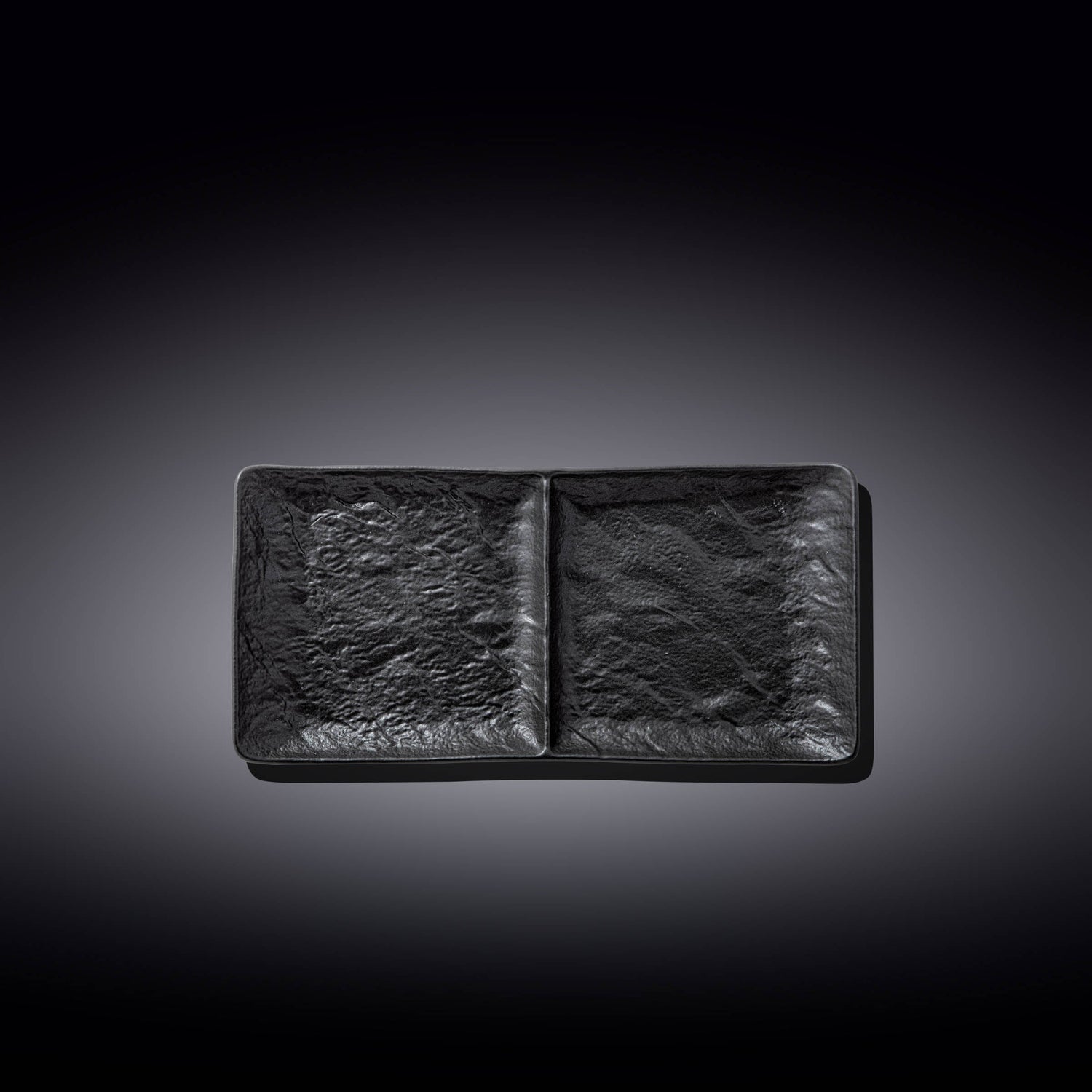 Set Of 3 Black Porcelain Slate look Rectangular 2 Section Dish 10.5" inch X 5" inch