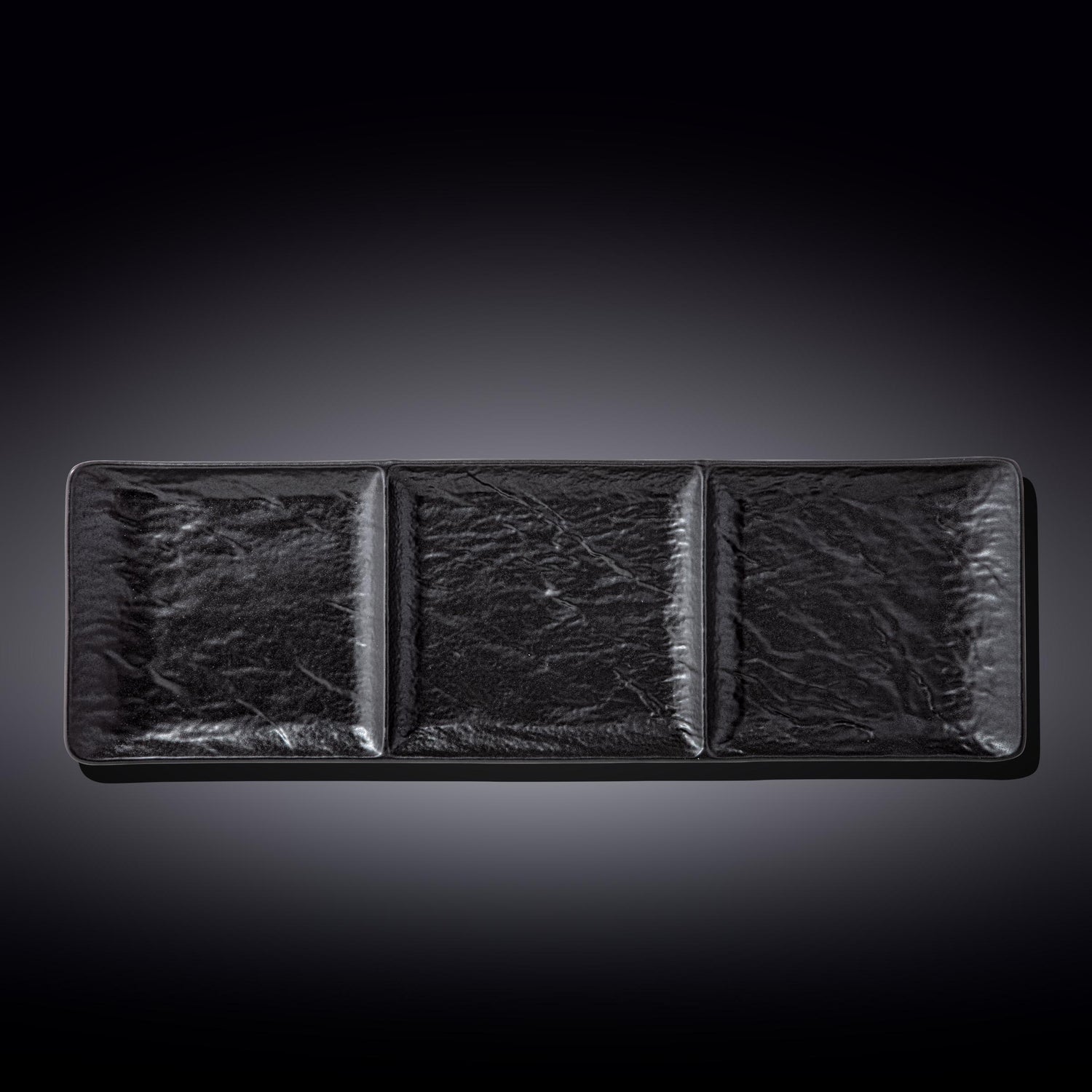 Set Of 3 Black Porcelain Slate look Rectangular 3 Section Dish 16" inch X 5" inch | 40.5 X 13 Cm