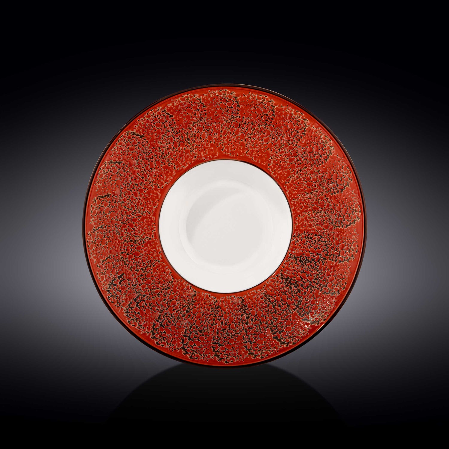 Set Of 2 Red Porcelain Deep Soup or Salad Plate 10.5" inch | 8 Fl Oz |