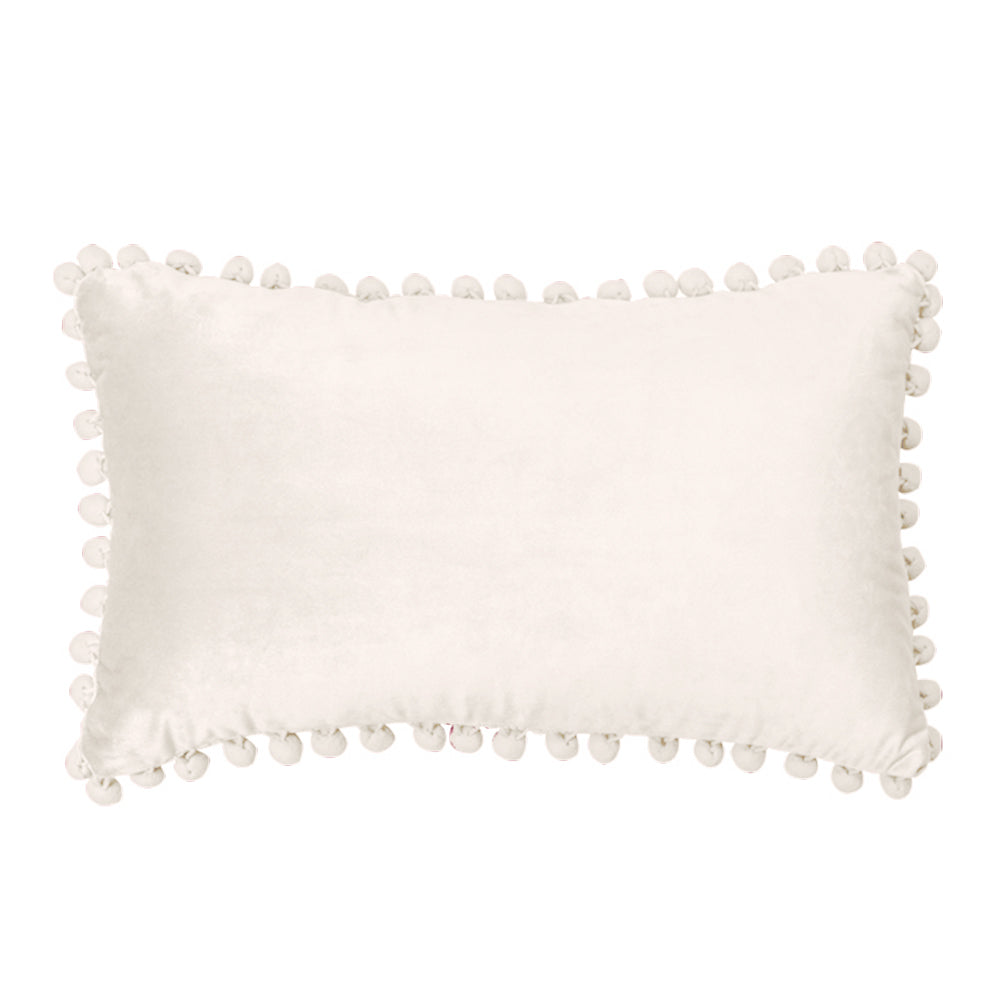 Rectangular Pompoms Throw Pillow cover and 330g insert size 12"x20" lumbar pillow, Dark Green, 12X20 – Fancy & Stacy