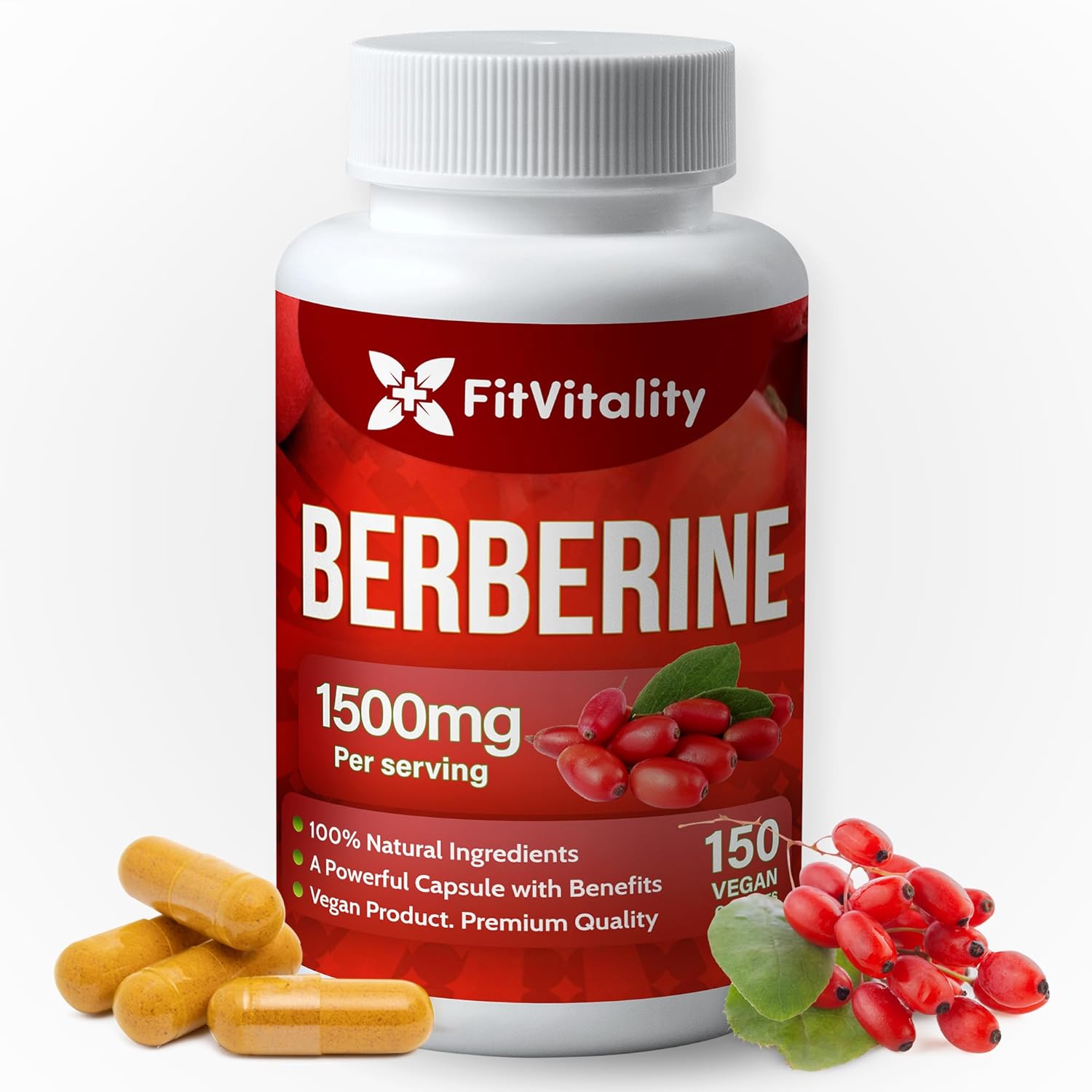 FreshDrinkUS - Natural and Premium Herbal Tea Premium Berberine Supplement, Non-GMO, Gluten-Free