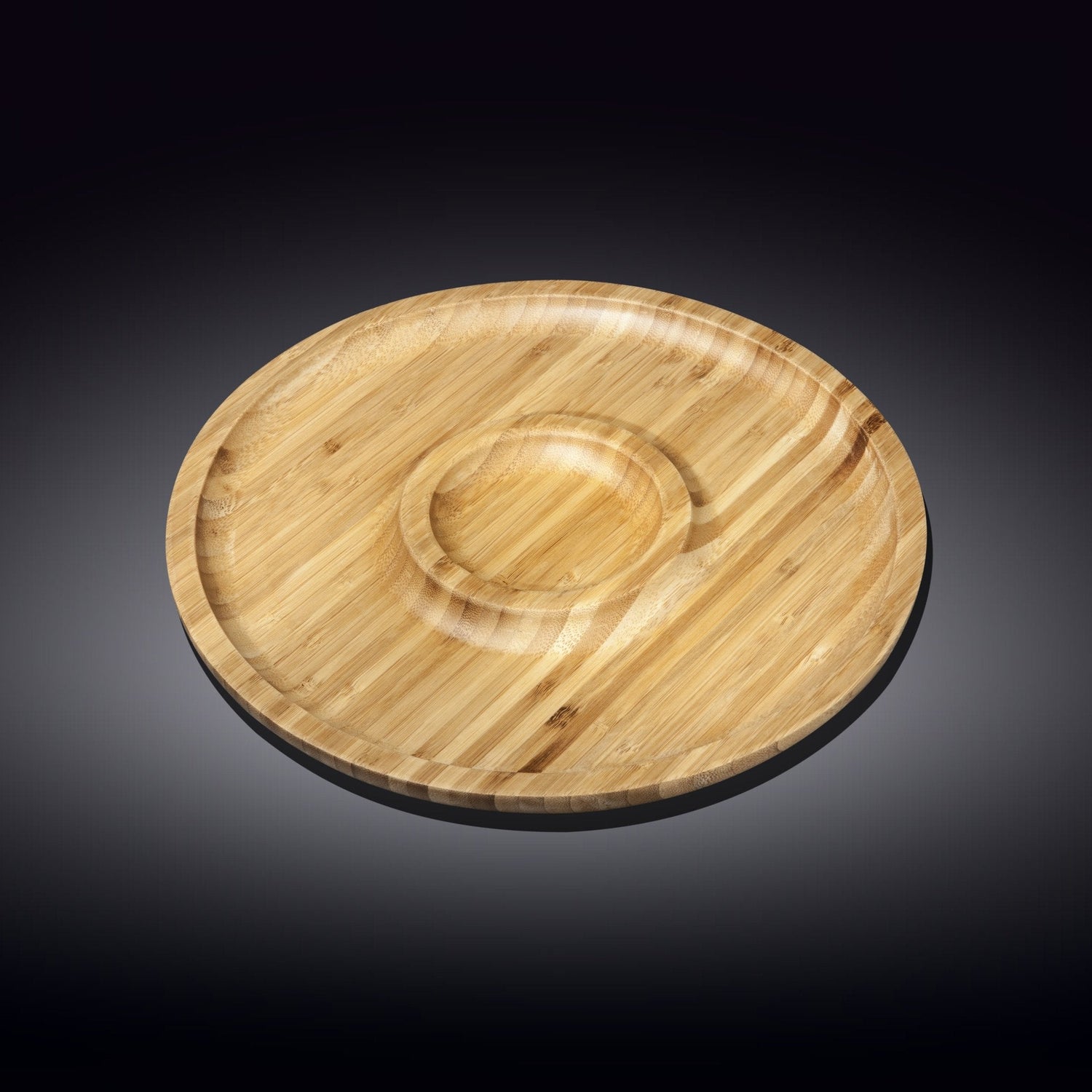 Bamboo Round 2 Section Platter 8" inch | For Appetizers / Barbecue / Burger Sliders