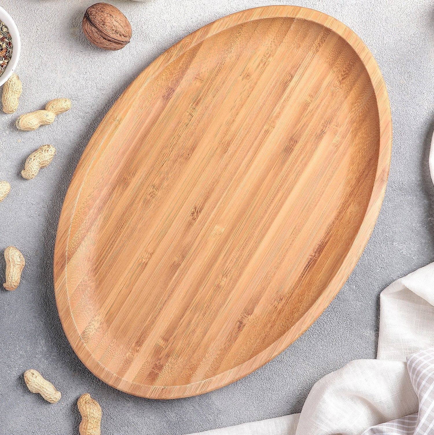 Set Of 3 Bamboo Oval Platter 18" inch X 13.25" inch | For Appetizers / Barbecue / Steak