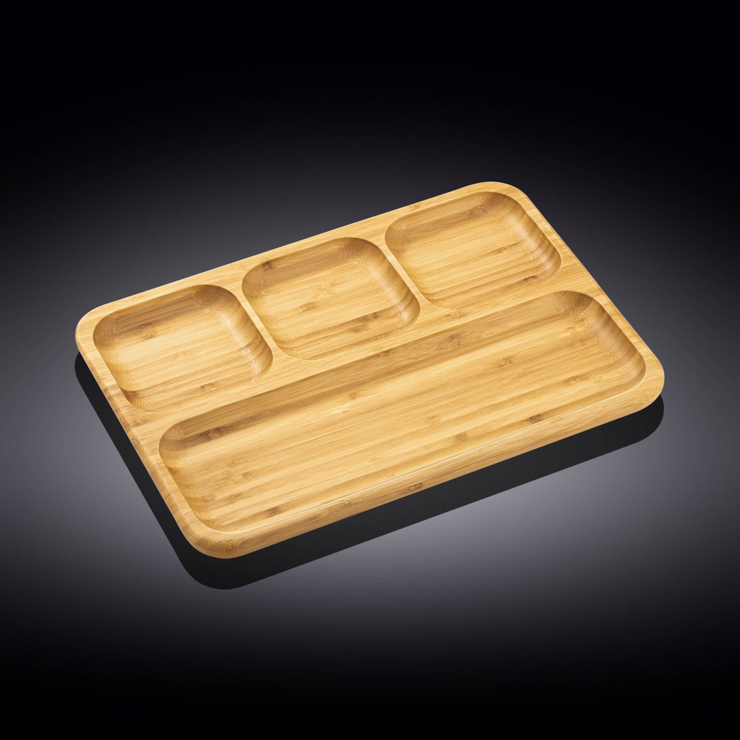 Set Of 3 Bamboo Divided Dish / Bento box 13" inch X 9" inch | 33 X 23 Cm