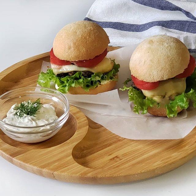 Set Of 3 Bamboo Round 2 Section Platter 10" inch | For Appetizers / Barbecue / Burger Sliders