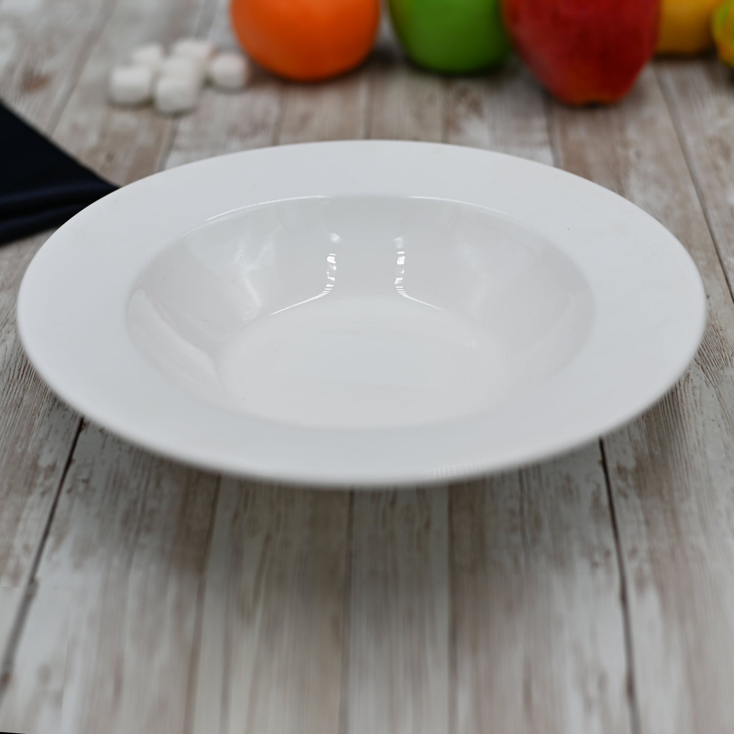 Set Of 6 Professional Rolled Rim White Deep Plate 9" inch | 14 Oz