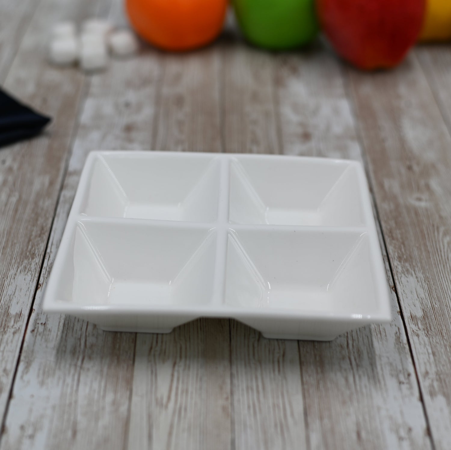Set Of 6 White Divided Square Dish 6" inch X 6" inch | 15 Cm X 15 ??