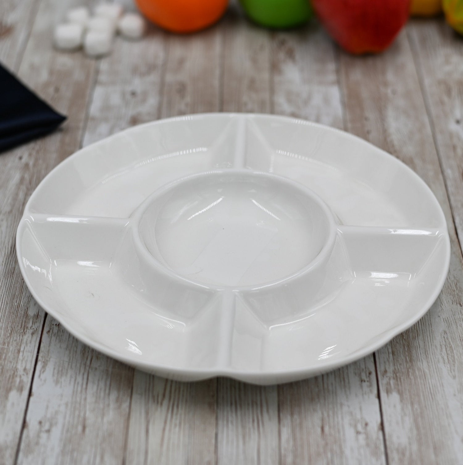 Set Of 4 White Divided Round Dish 10" inch | 25.5 Cm