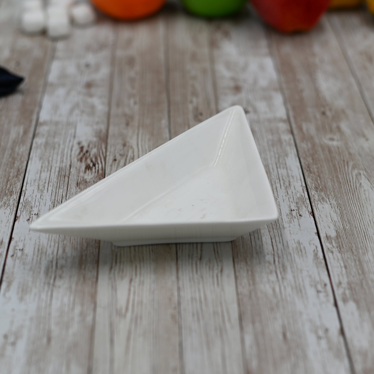 Set Of 6 White Triangular Dish 7.5" inch | 18.5 Cm