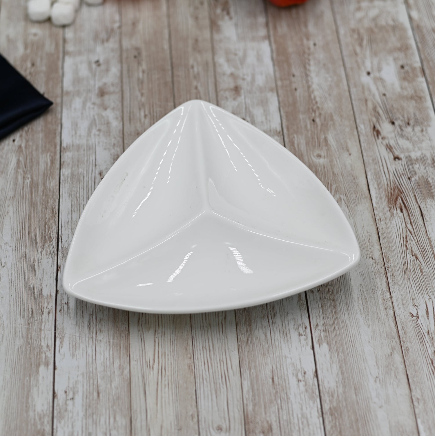 White Divided Triangular Dish 8" inch | 20 Cm