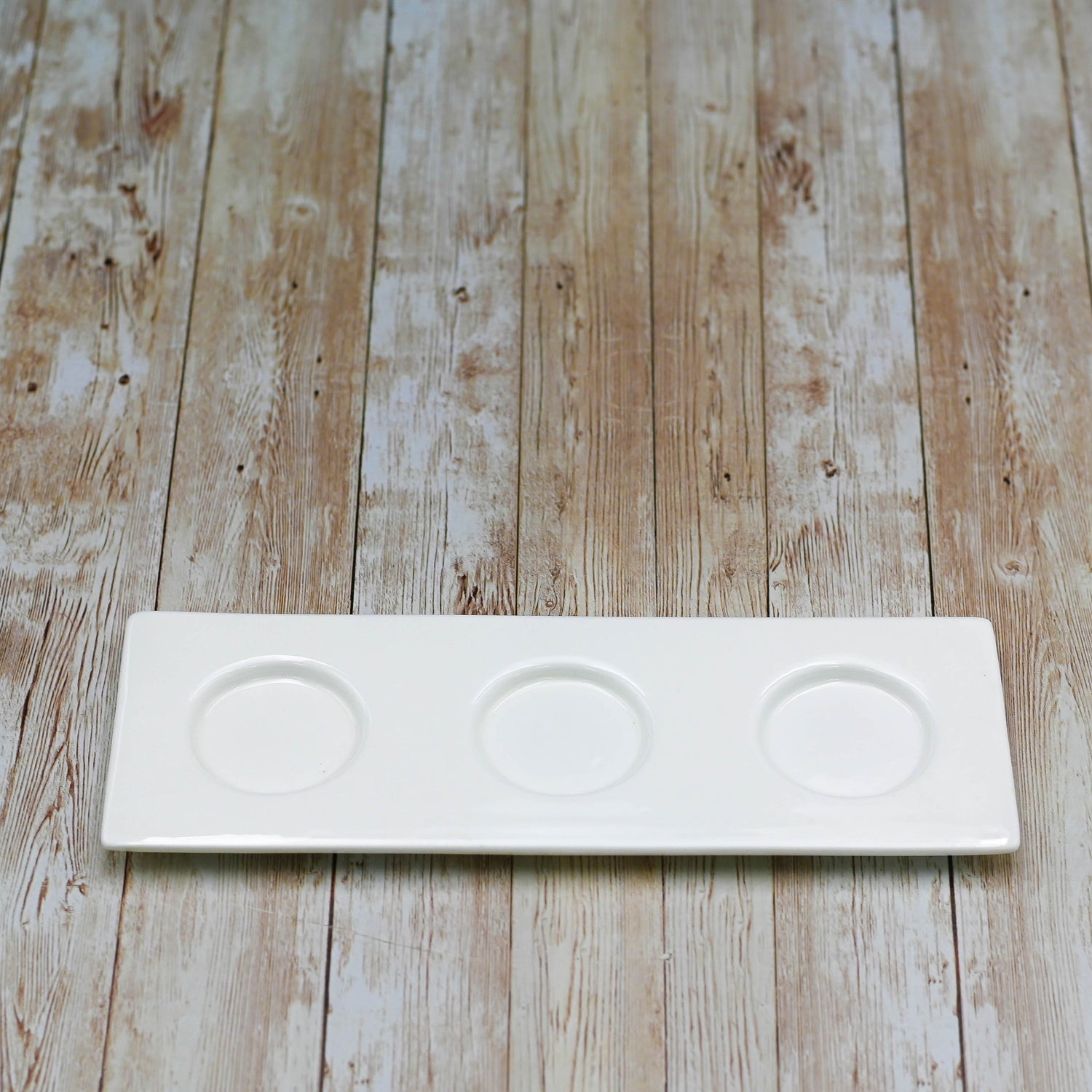 Set Of 6 White Tray With Dish / Cup Holders 10" inch X 3.5" inch |