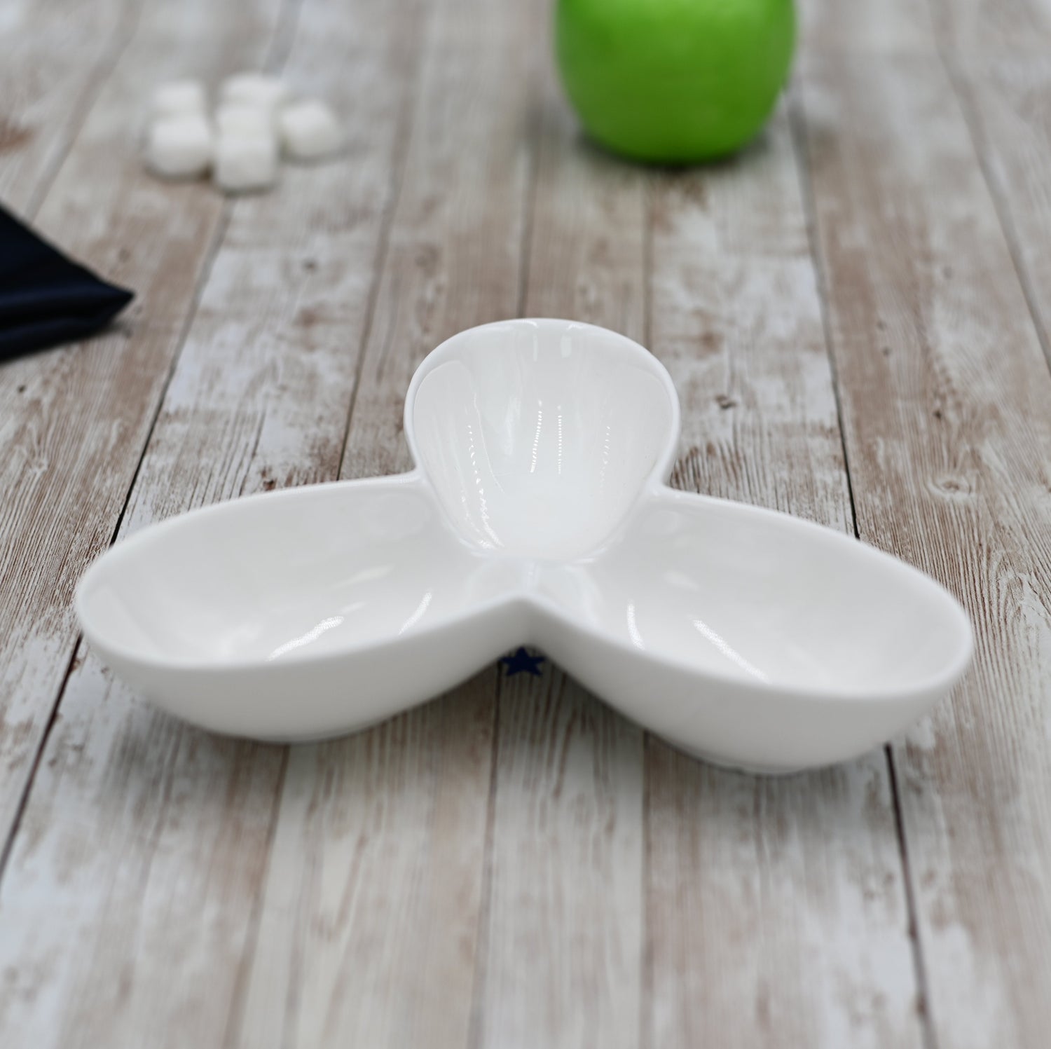 Set Of 6 White 3 Part Divided Dish 5" inch | 13 Cm