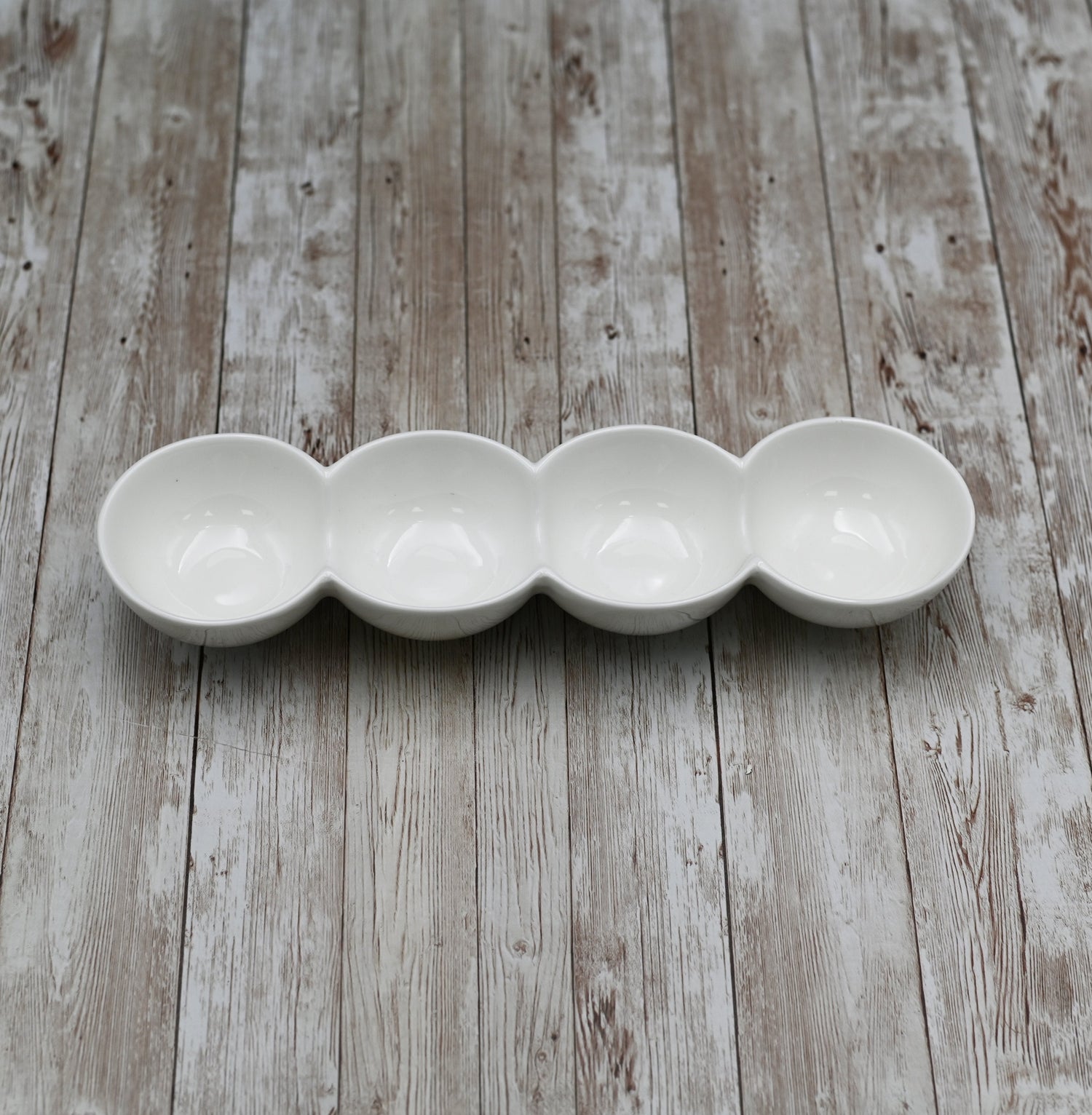 Set Of 3 White 4 Part Divided Dish 12" inch X 3.25" inch X 1.5" inch | 30 X 8 X 4 Cm