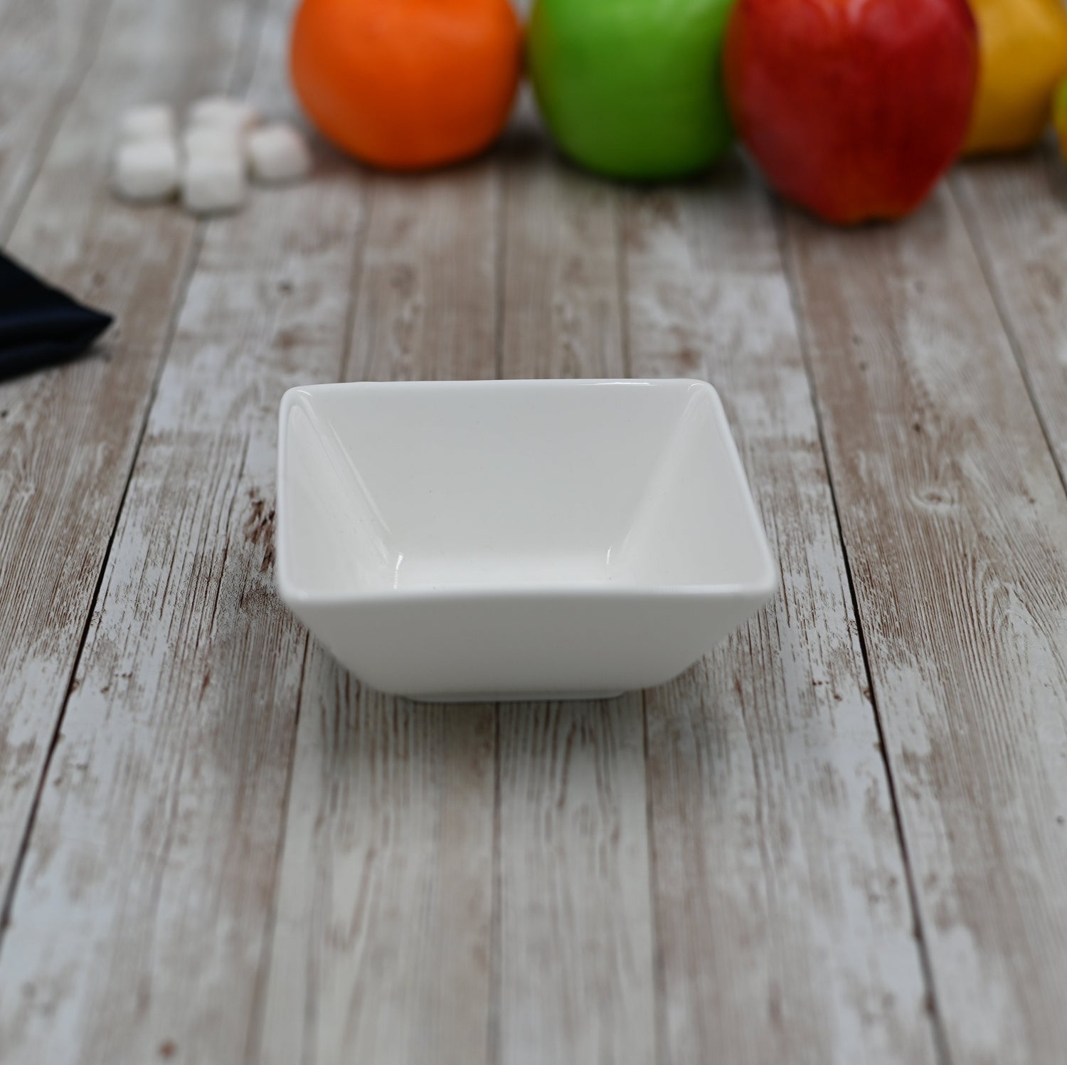 Set Of 6 White Square Snack / Sauce Dish 4" inch X 3.75" inch X 2" inch |5 Fl Oz