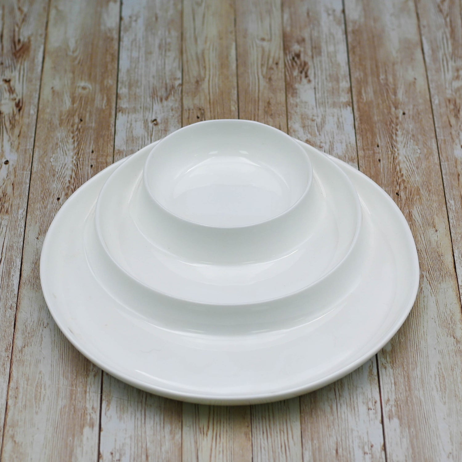 Set Of 3 White Divided Dish 10" inch | 25.5 Cm
