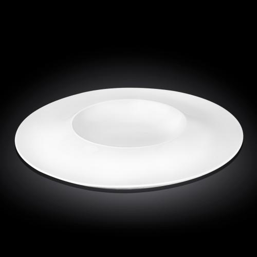 Set Of 3 White Round Plate / Platter With Super Wide Rim 13.75" inch