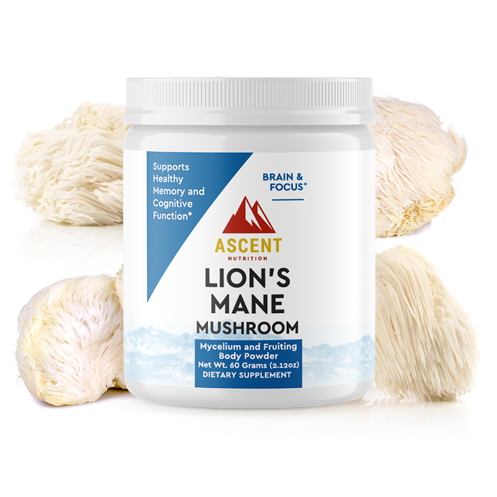 Ascent Nutrition Organic Lion's Mane Mushroom Powder, 2 Grams per scoop