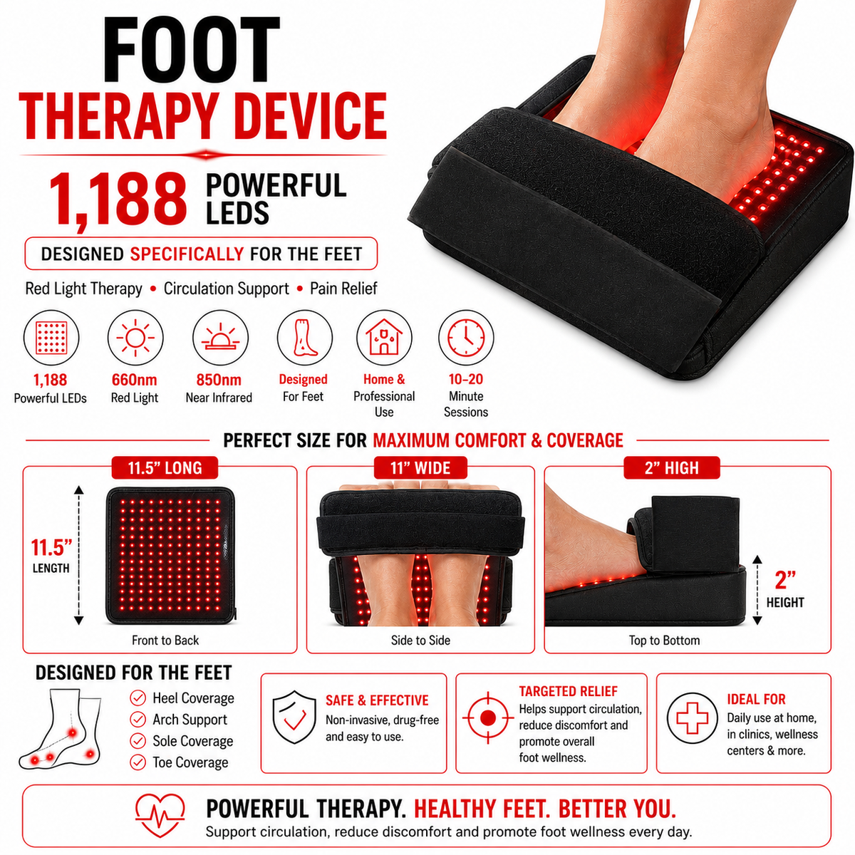 Red Light Pro Devices Neuropathy and Circulation Support System for Fe ...