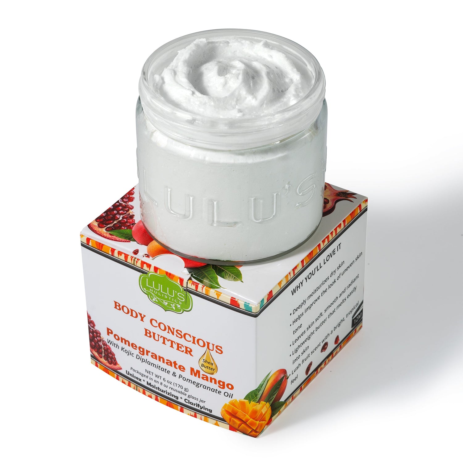 Lulu’s Holistics Pomegranate Mango Kojic Whipped Body Butter – Uneven-Looking Skin