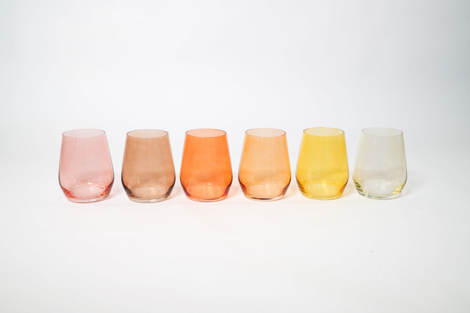 Golden Hour Collection -  Stemless Ombre Set of 6 Colored Wine Glass
