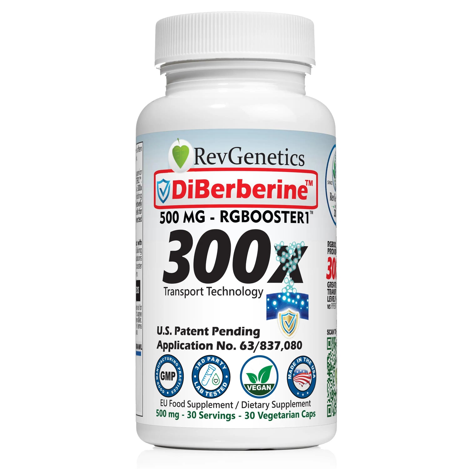 RevGenetics DiBerberine 300x: Dihydro Berberine Enteric + 300x Patent Pending Booster