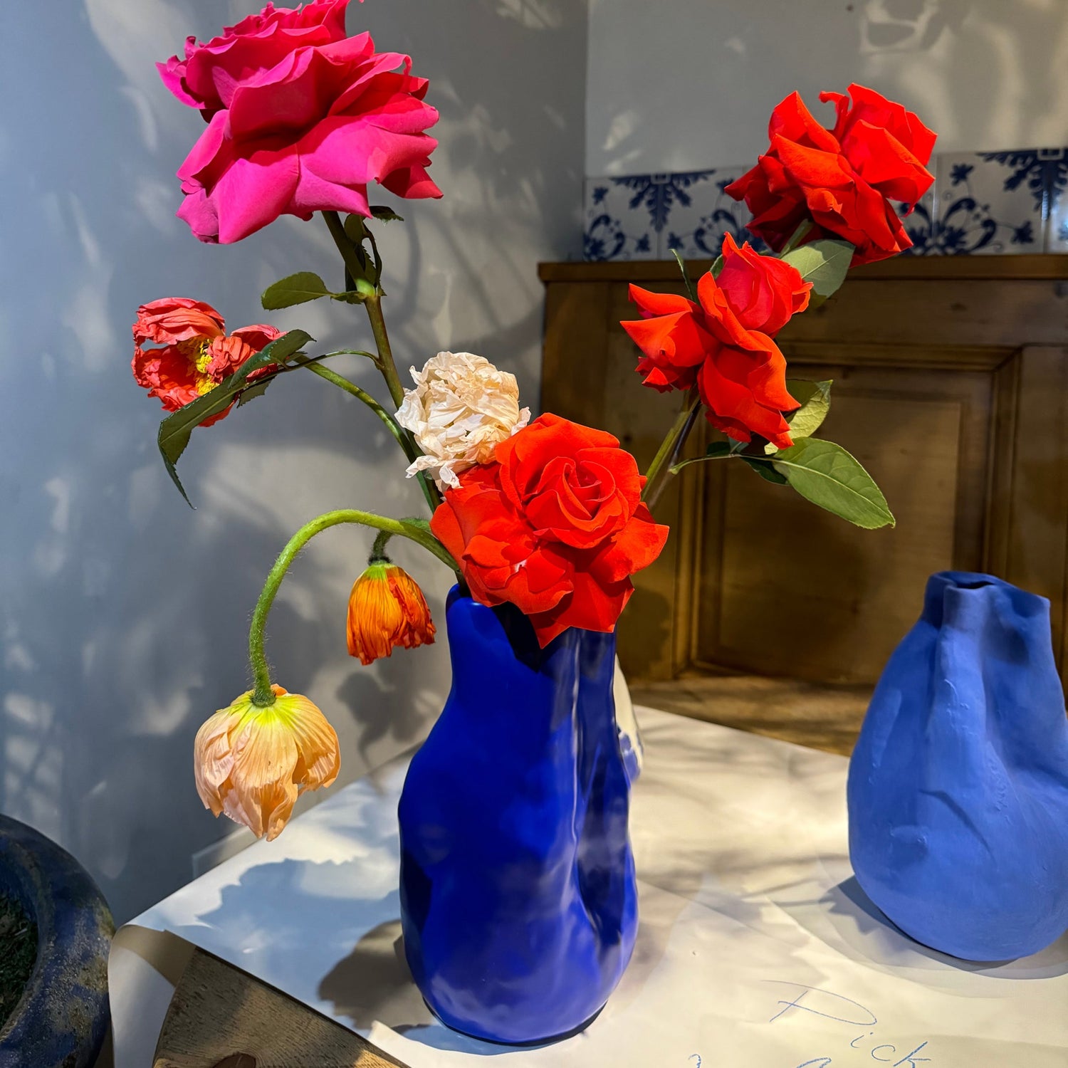 Vivee Home Georgia Blue Porcelain Vase