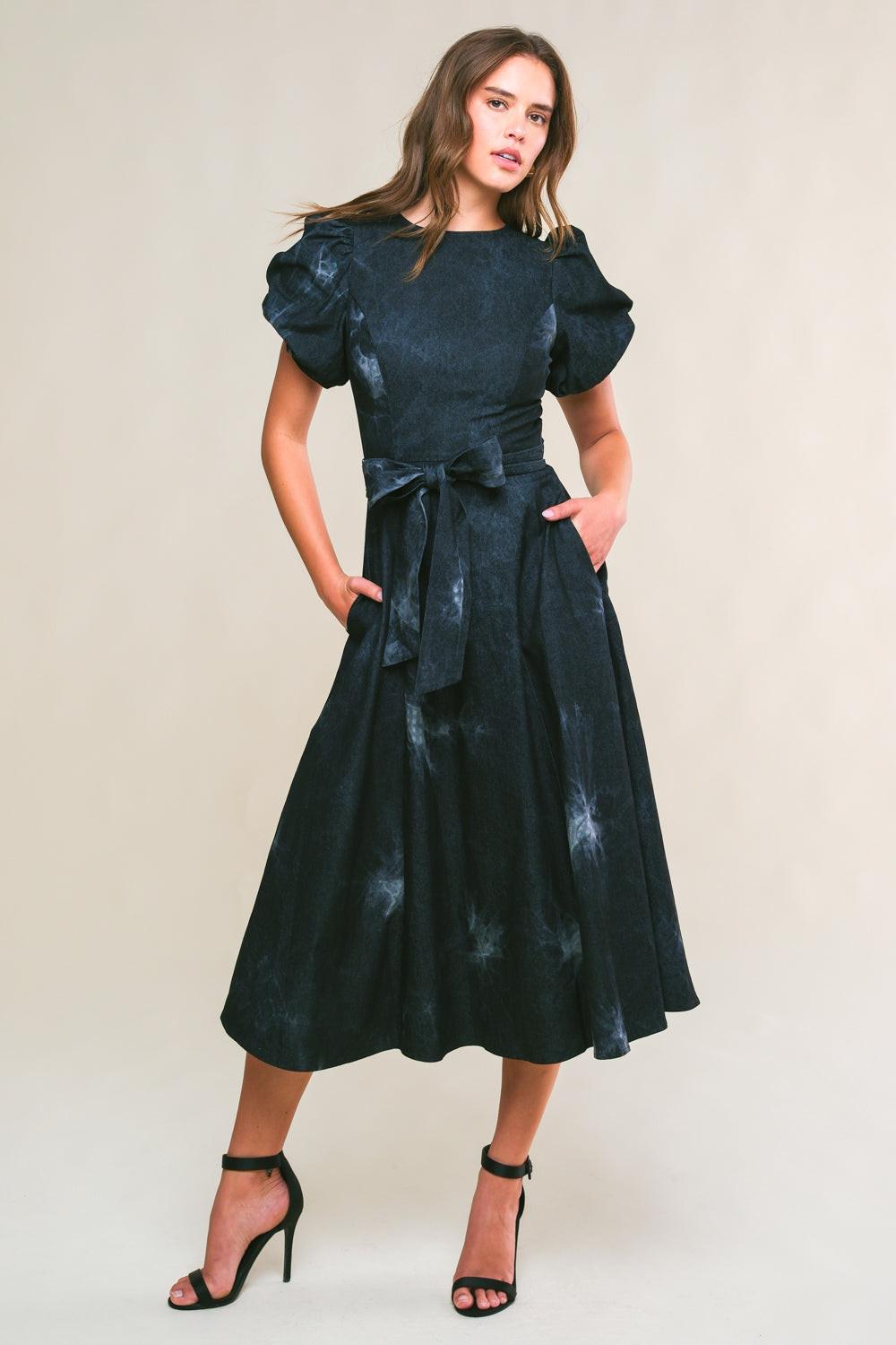 Flying Tomato GARDEN GRACE TWILL MIDI DRESS