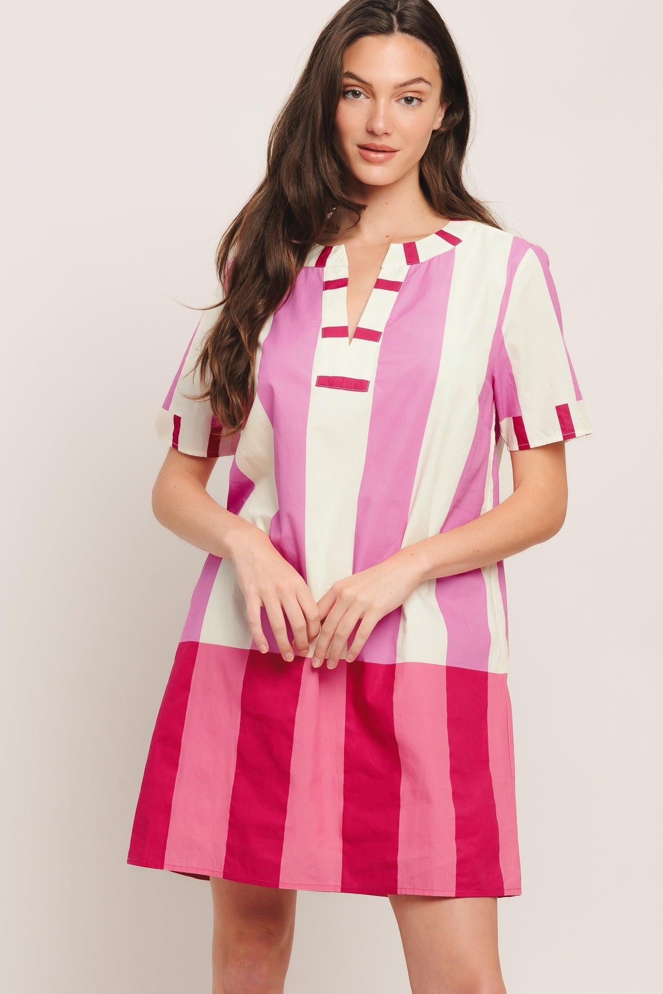 Flying Tomato FRESH PINK WOVEN MINI DRESS