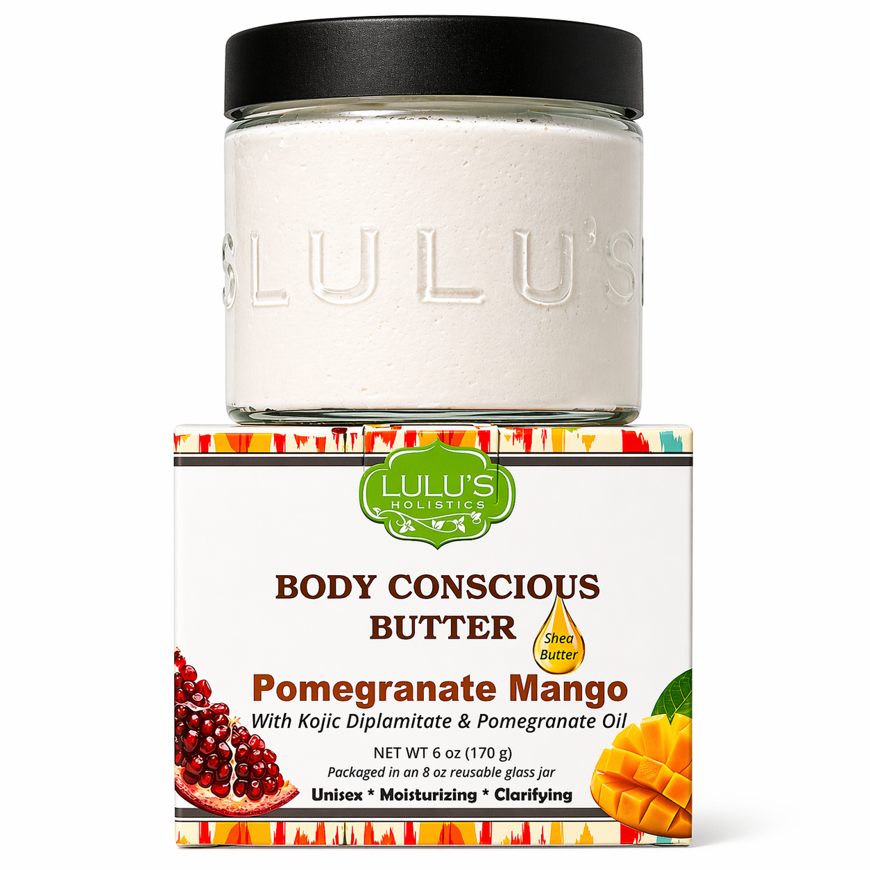 Lulu’s Holistics Pomegranate Mango Kojic Whipped Body Butter – Uneven-Looking Skin