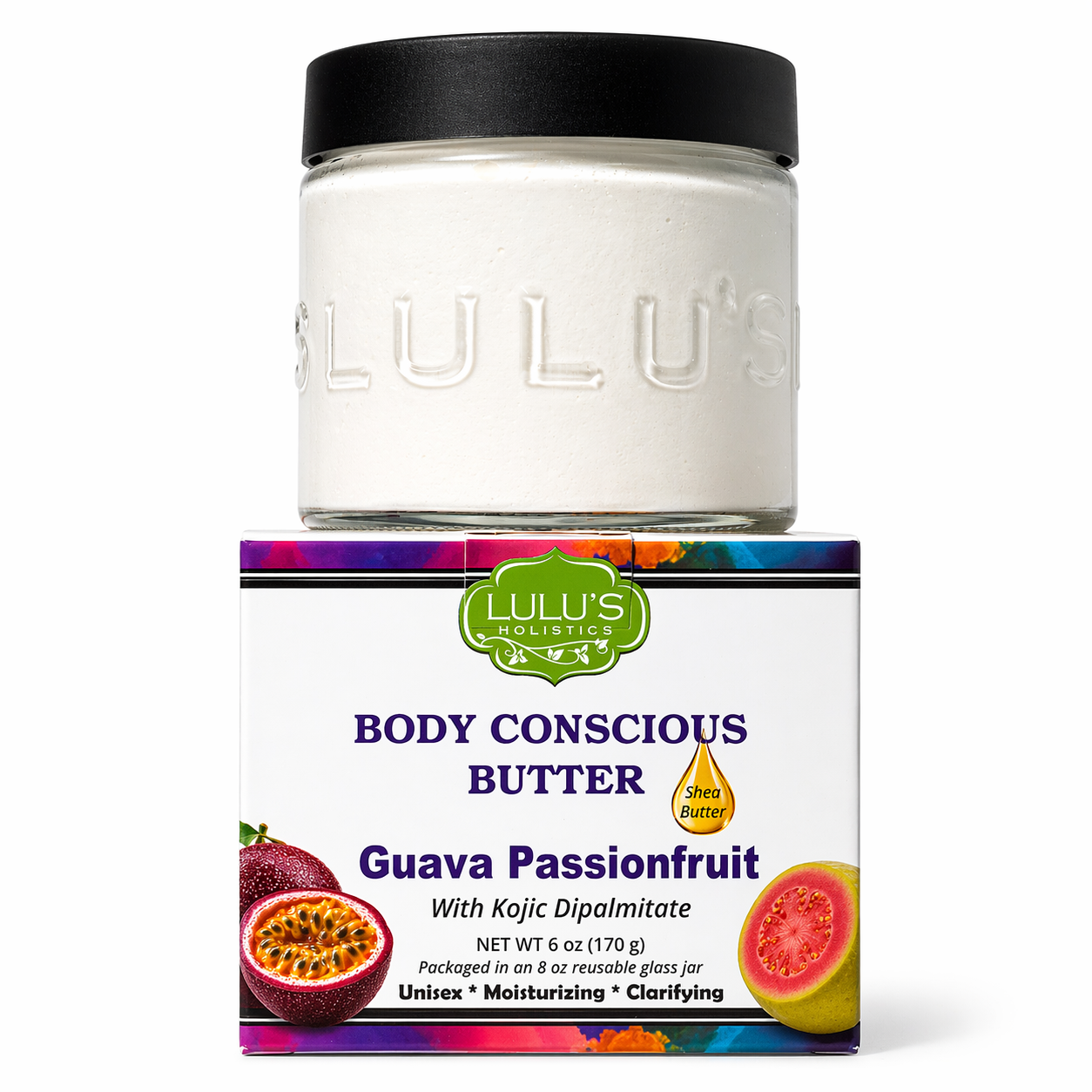 Lulu’s Holistics Guava Passionfruit Kojic Whipped  Shea Body Butter – Uneven Looking Skin