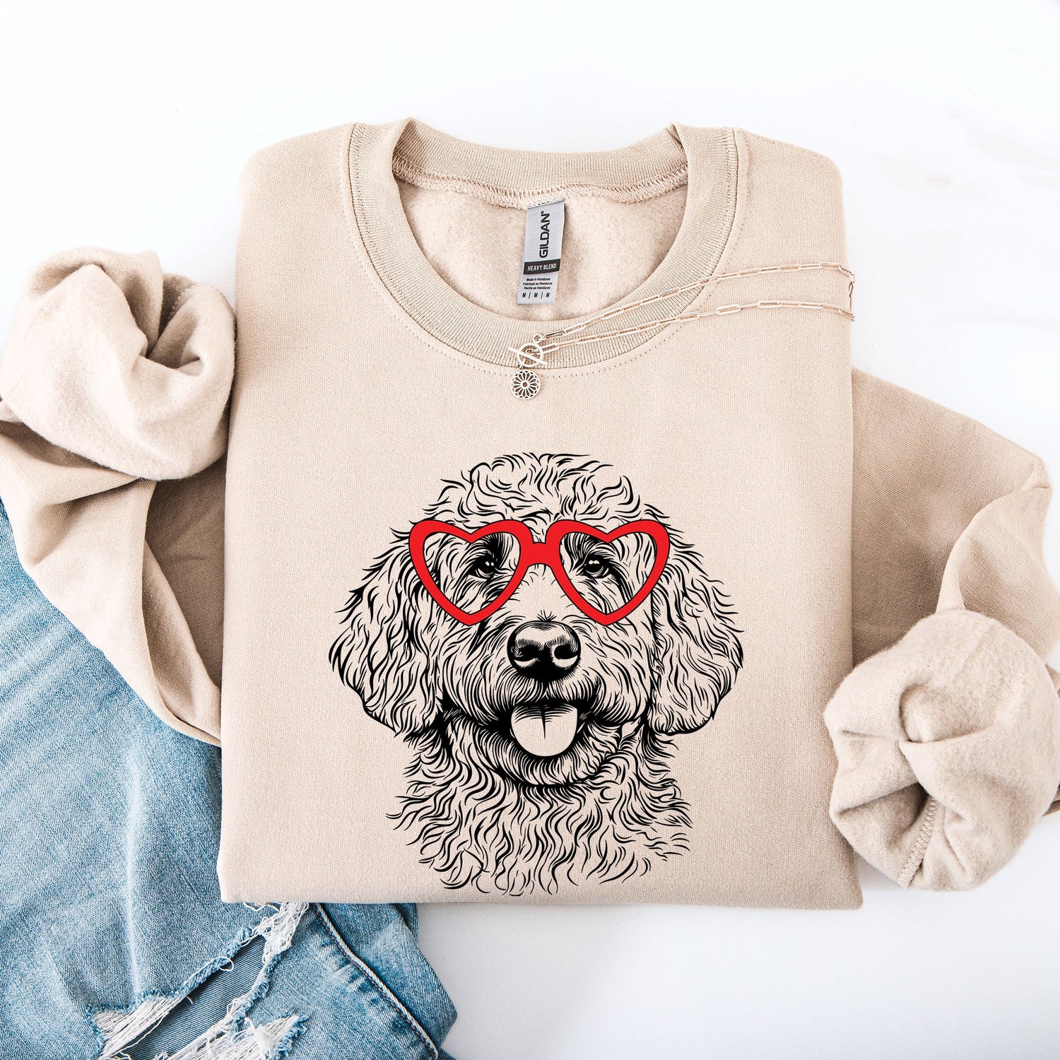 Goldendoodle, Pet, Dog Breed, Valentine's Sweatshirt