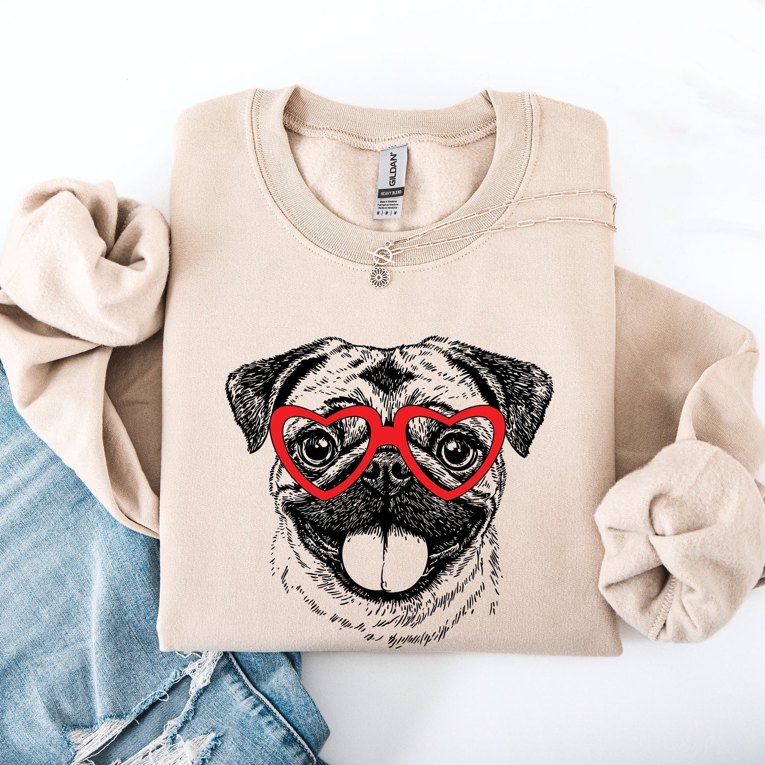 Pug, Pet, Dog Breed, Valentine's Sweatshirt