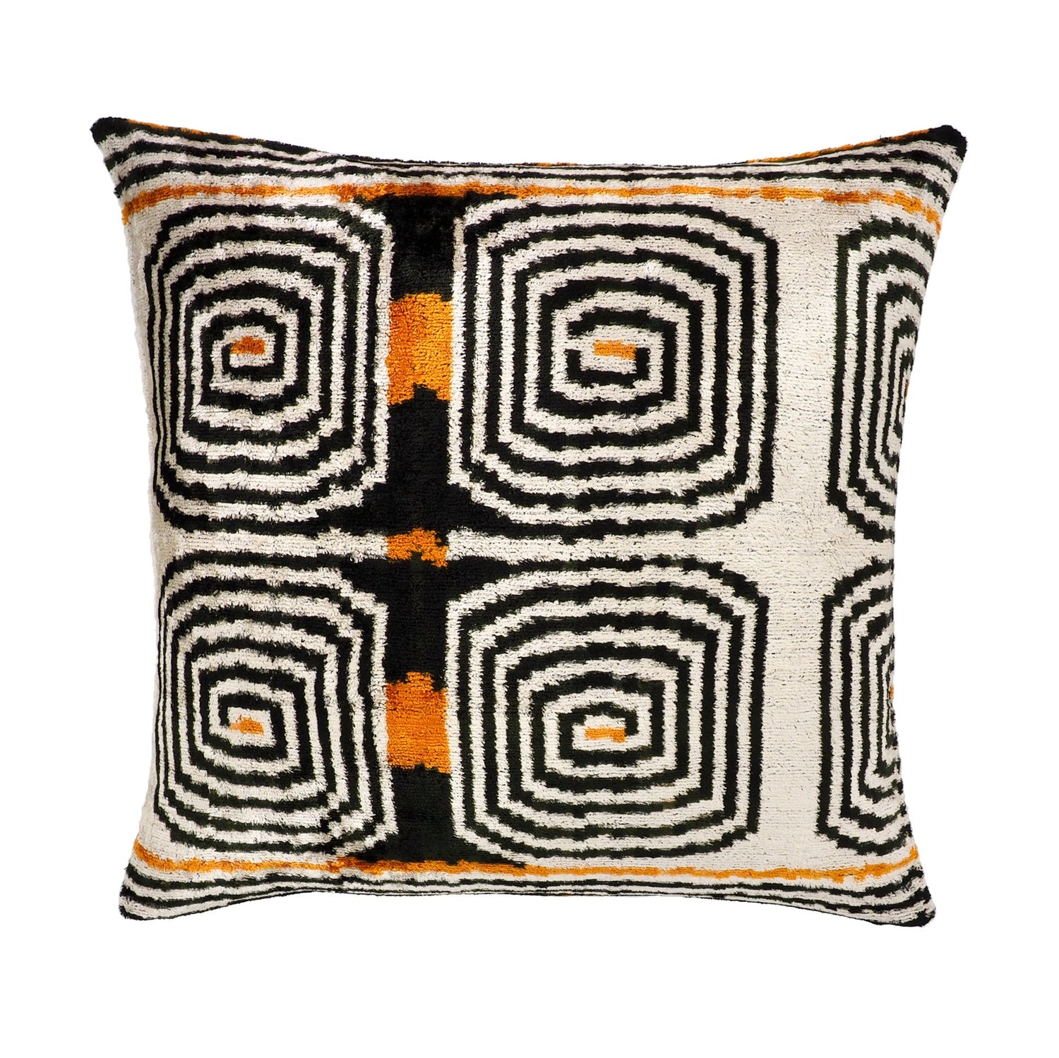 Labyrinth Silk Velvet Ikat Pillow Cover 20 X 20