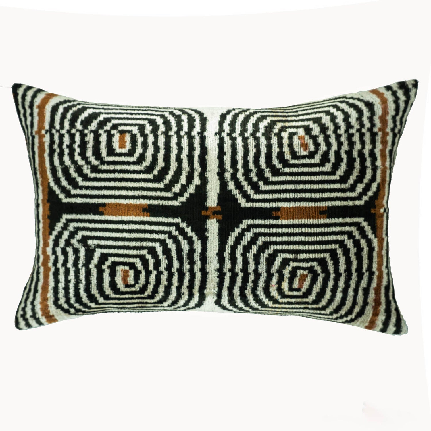 Labyrinth Silk Velvet Ikat Throw Pillow Cover 16 X 24