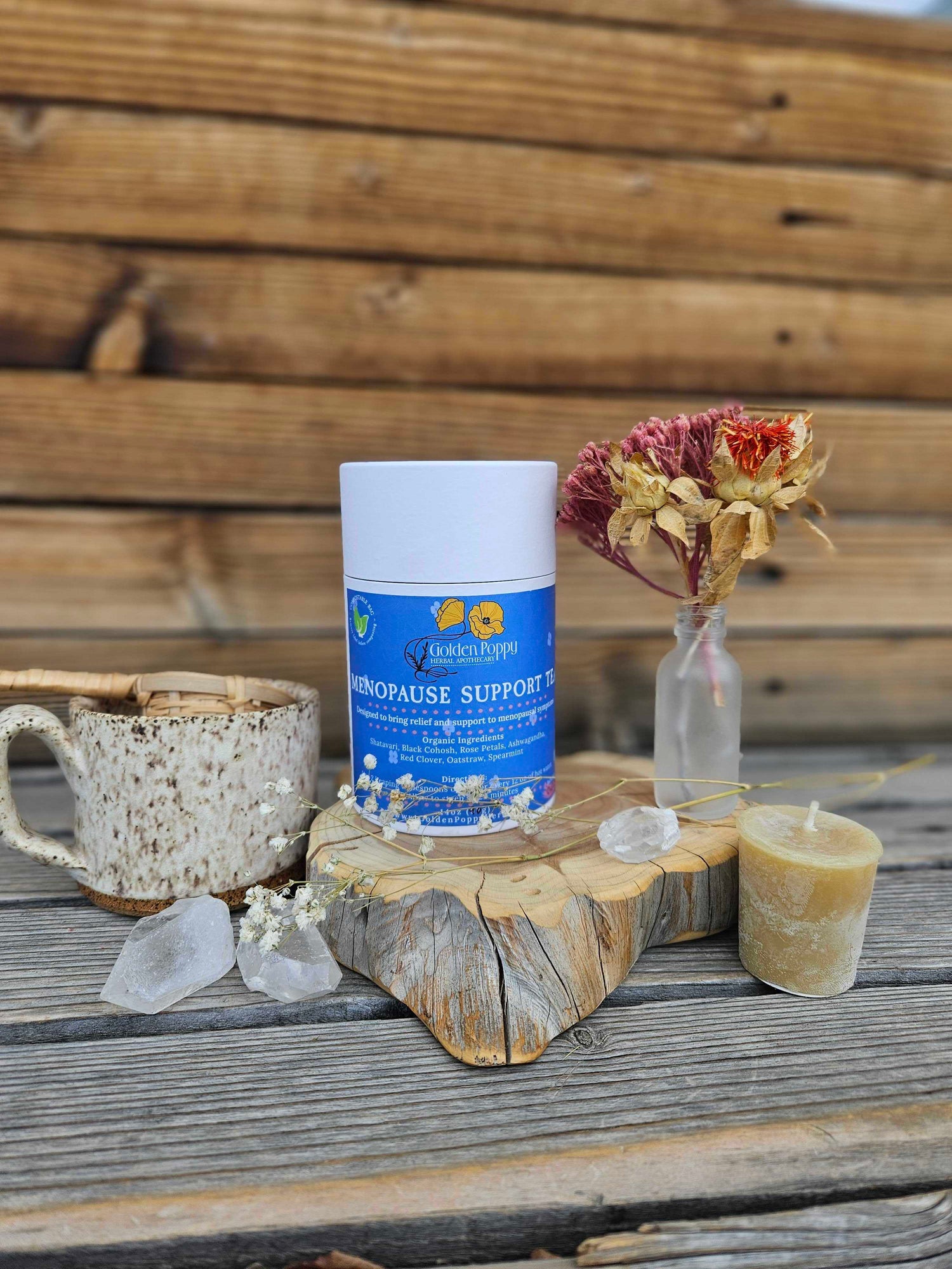 Golden Poppy Herbal Apothecary Menopause Support Tea, 14oz Tube (85g)