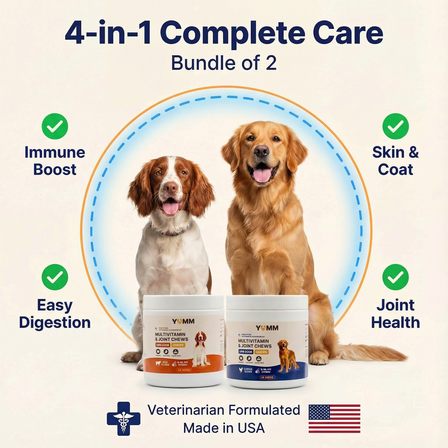 Dog Joint Chews Variety Pack — Chicken + Beef Flavors (2 Tubs, 180 Chews)