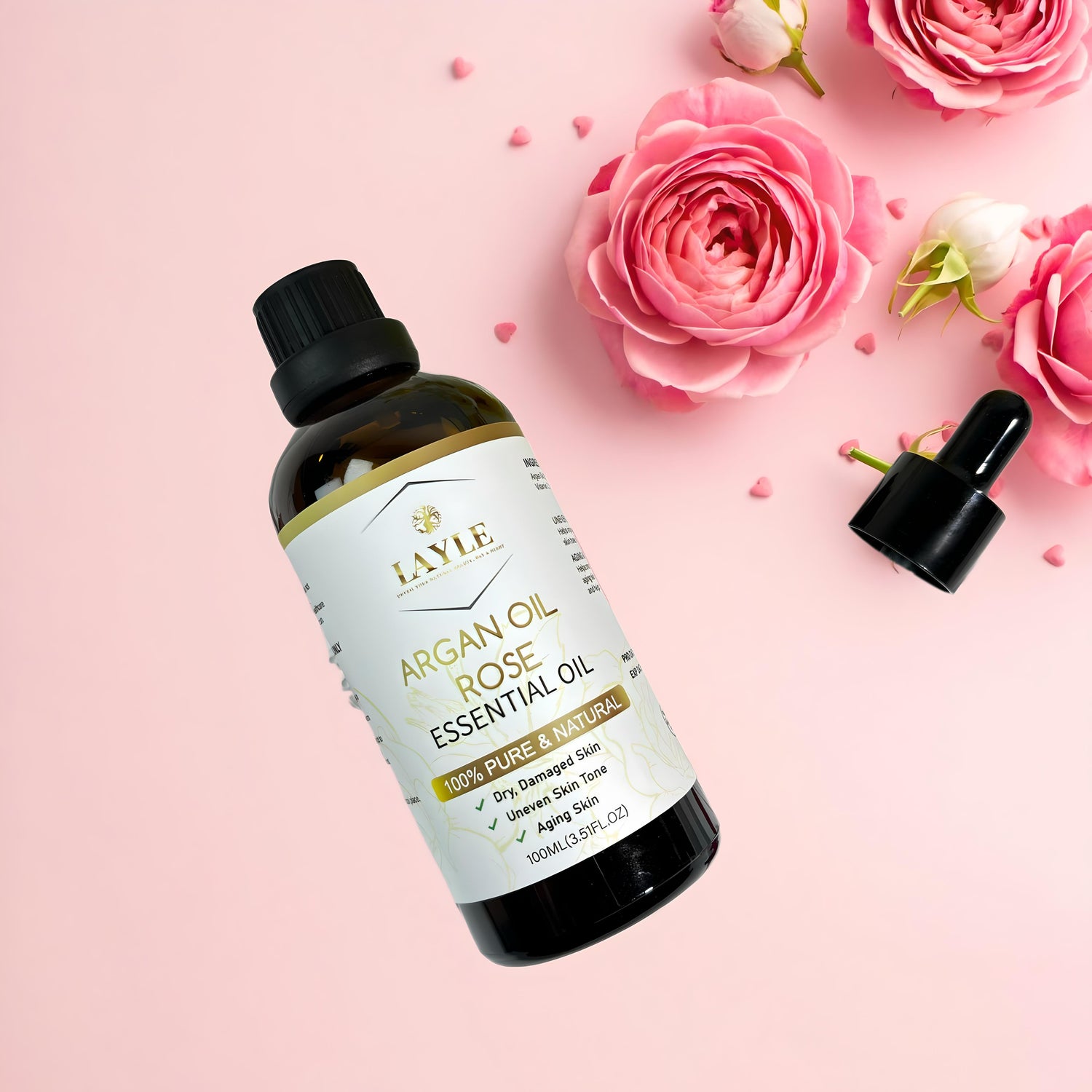 LAYLEBEAUTY Organic Argan Oil Rose – Luxurious Hydration & Timeless Glow 🌹✨