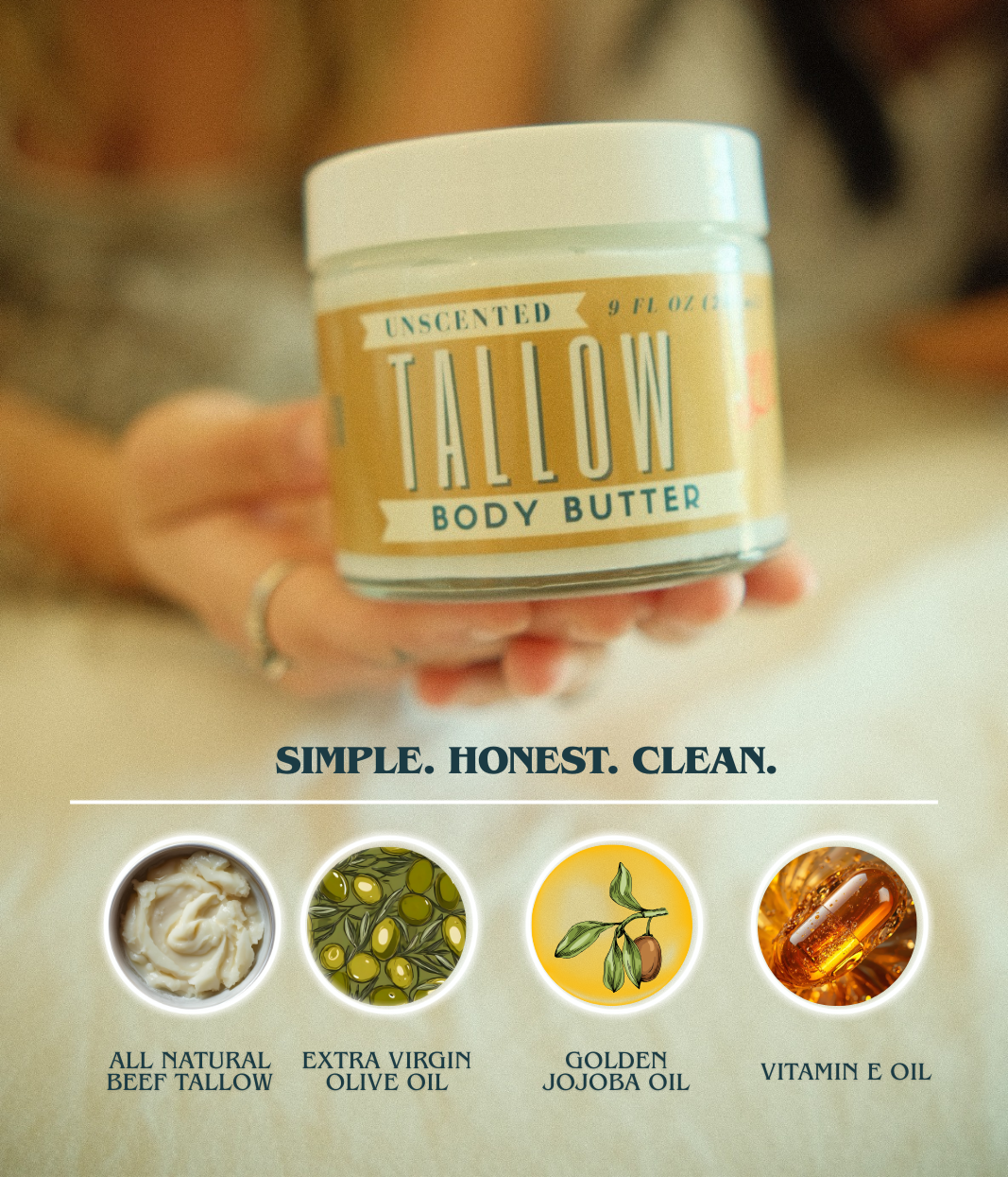 The Lady May Original Tallow Body Butter – Unscented Grass-Fed Beef Tallow Moisturizer | Lady May