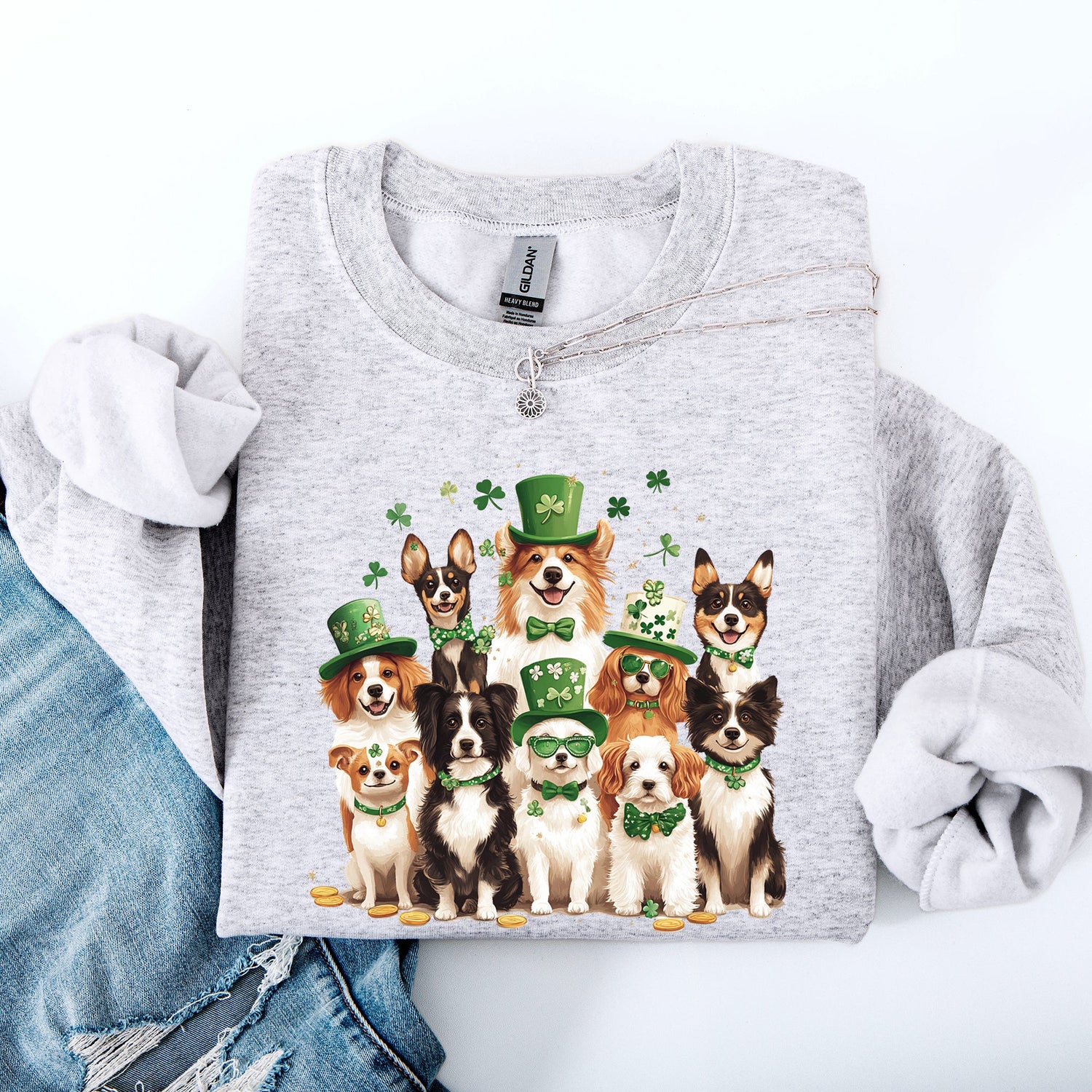 St Patrick's Dogs, Adorable, St Patrick's Day, Shamrock, Clover, Lucky, Leprechaun Sweatshirt