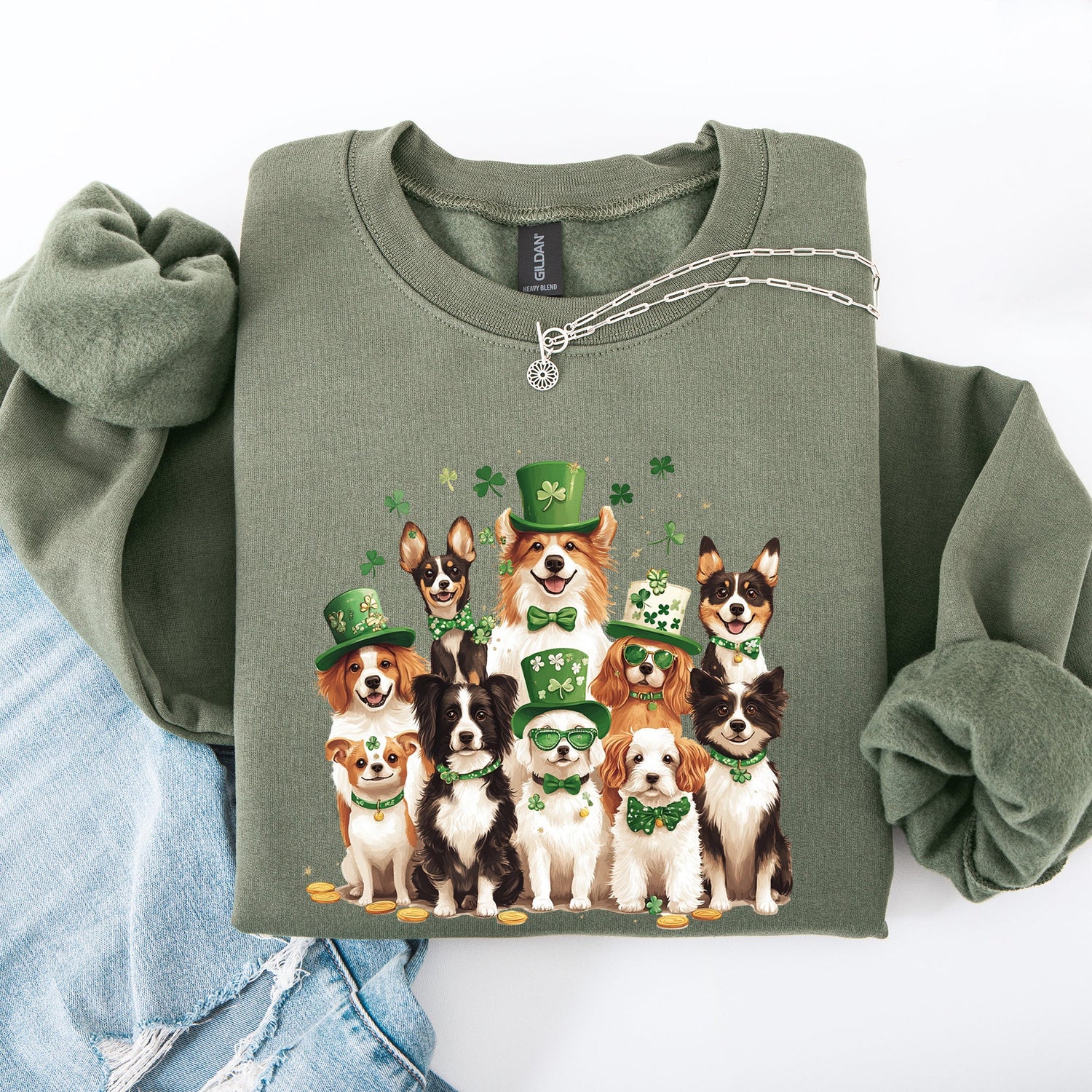 St Patrick's Dogs, Adorable, St Patrick's Day, Shamrock, Clover, Lucky, Leprechaun Sweatshirt